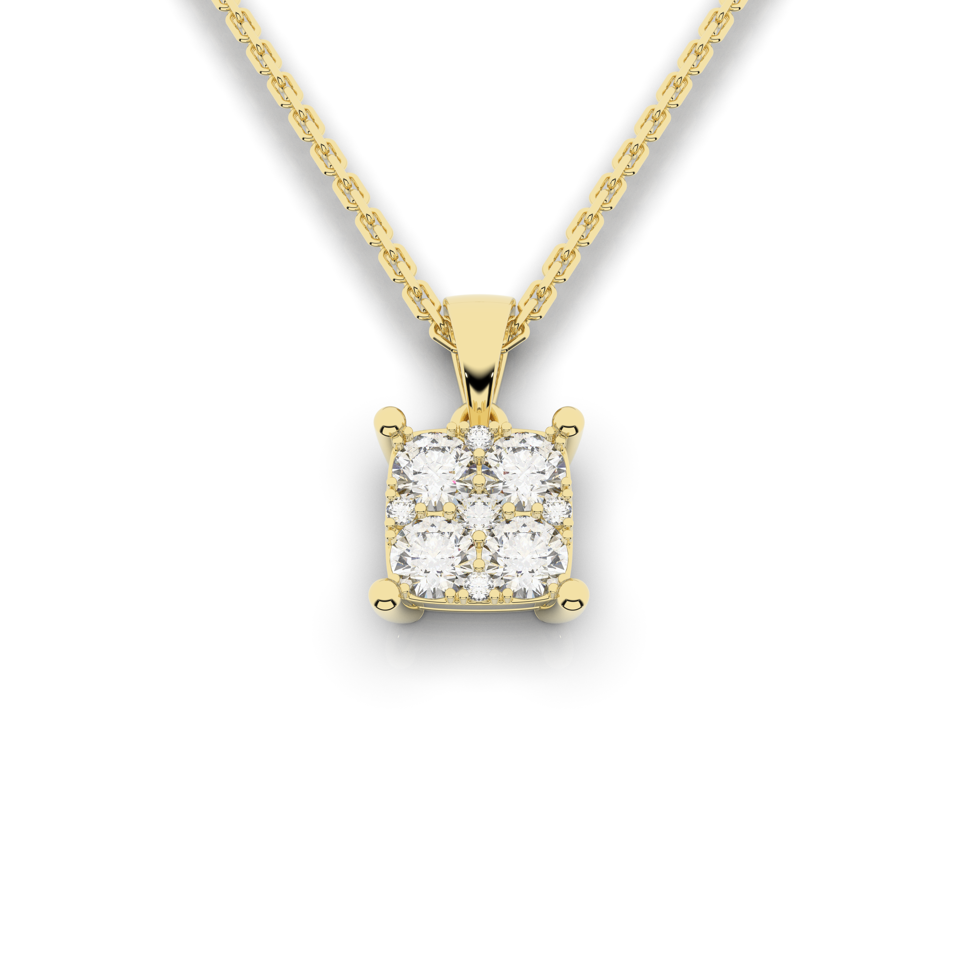 Cove Square Pendant 0.49 Carat Natural Diamonds 18 Karat Gold
