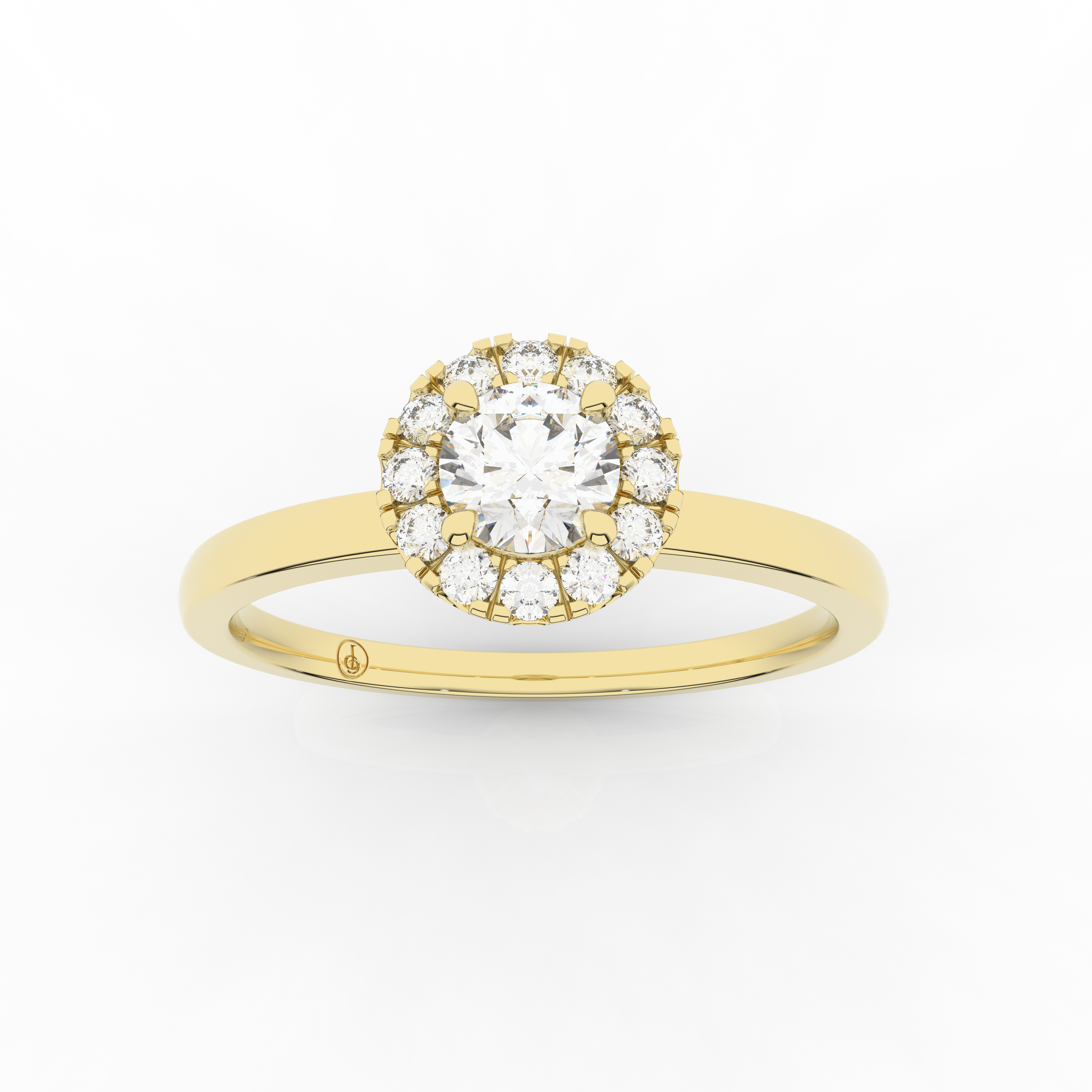 Elix Round Shaped Engagement Ring 0.27 Carat Natural Diamond 18 Karat Gold