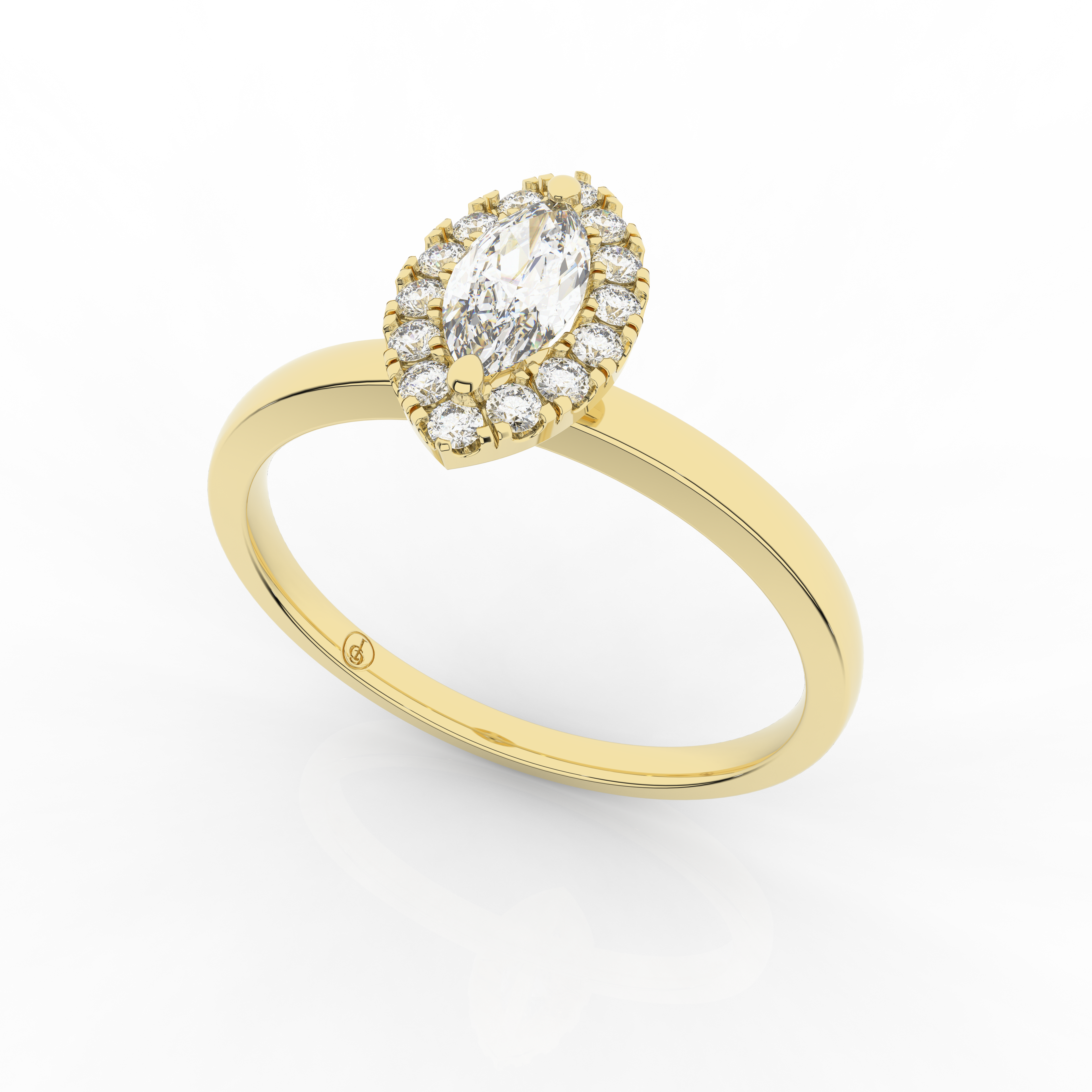 Elix Marquise Engagement Ring 0.30 Carat Natural Diamond 18 Karat Gold