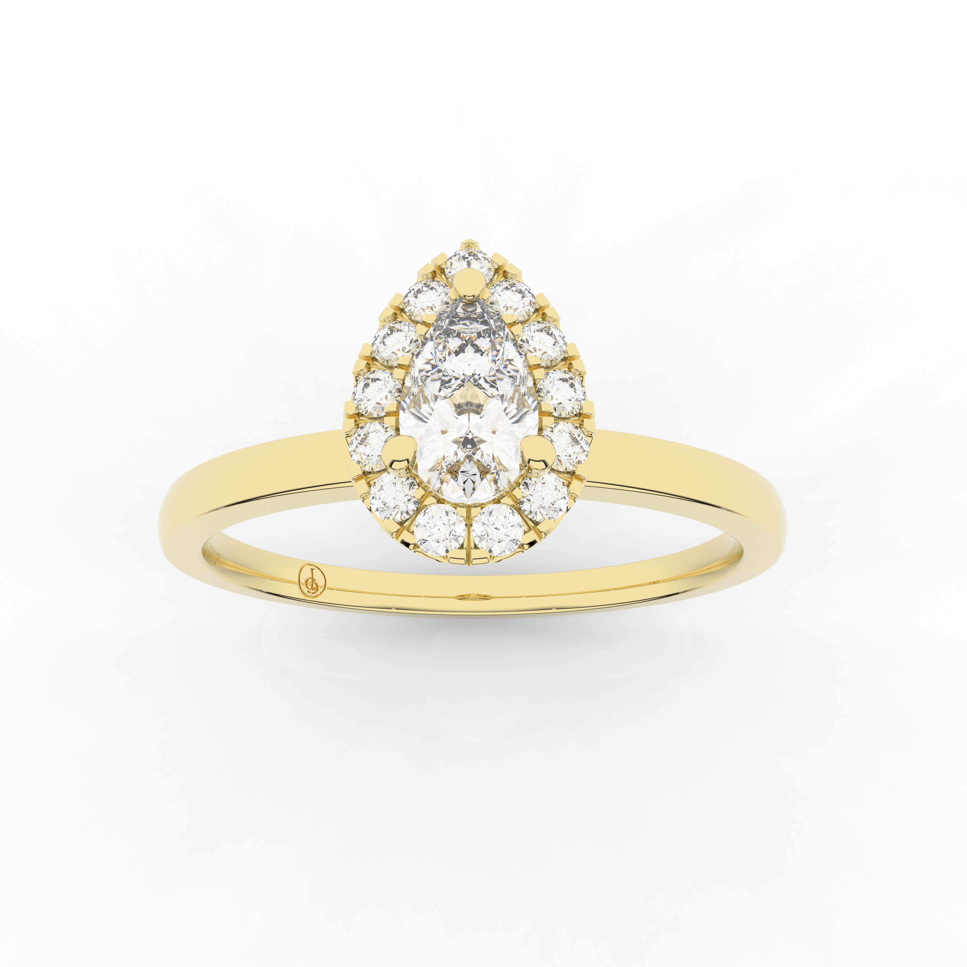 Elix Pear Shaped Engagement Ring 0.30 Carat Natural Diamond 18 Karat Gold
