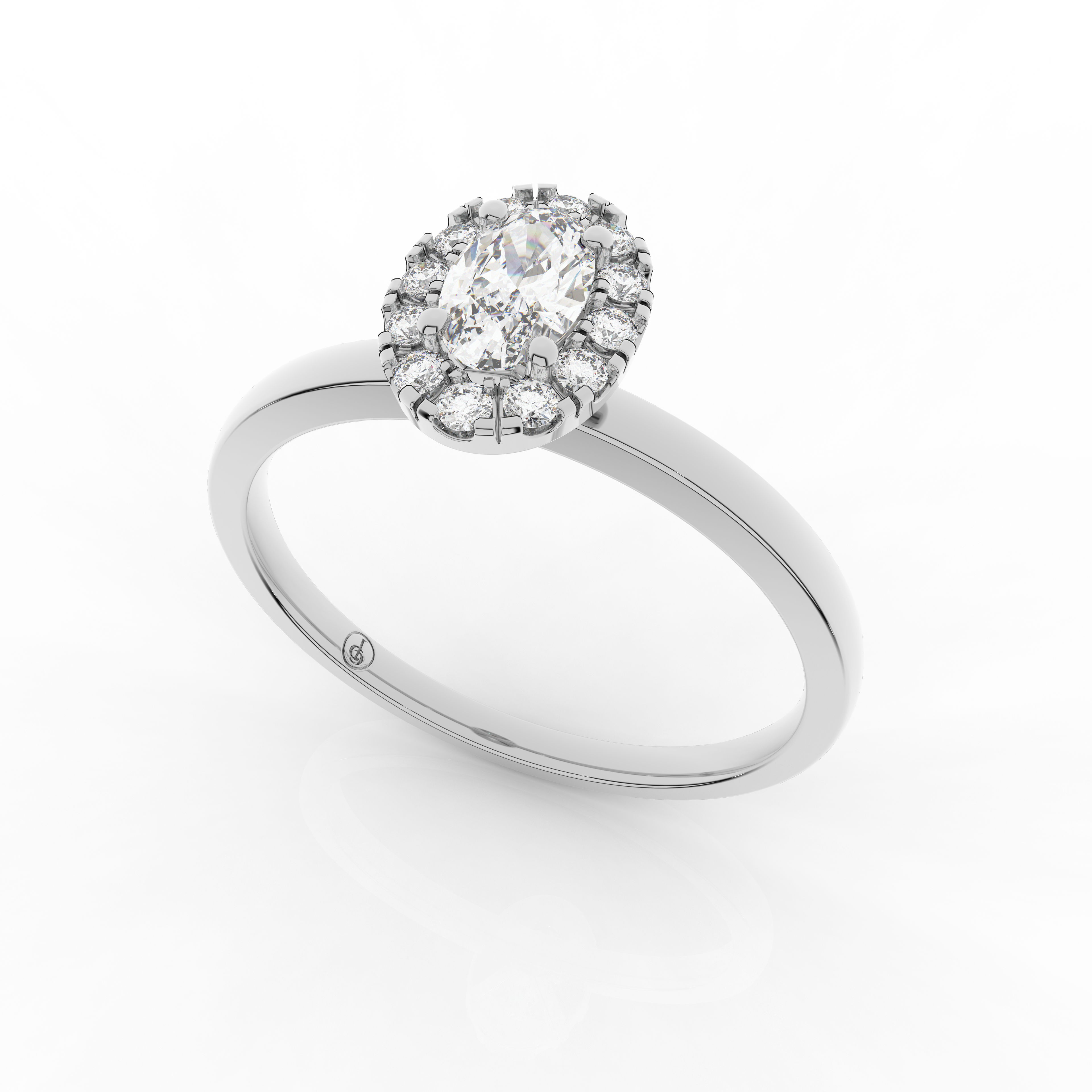 Elix Oval Engagement Ring 0.30 Carat Natural Diamond 18 Karat Gold