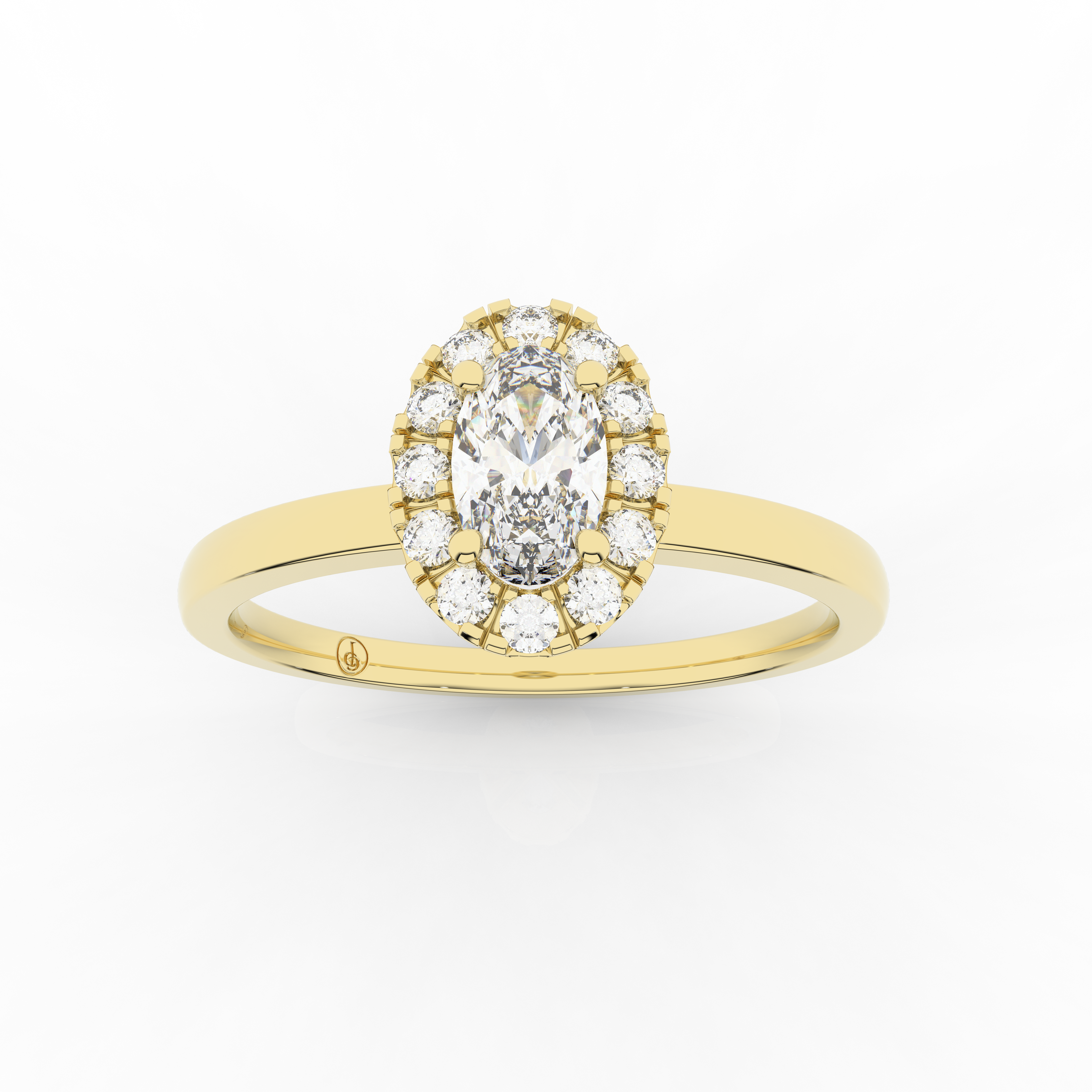 Elix Oval Engagement Ring 0.30 Carat Natural Diamond 18 Karat Gold