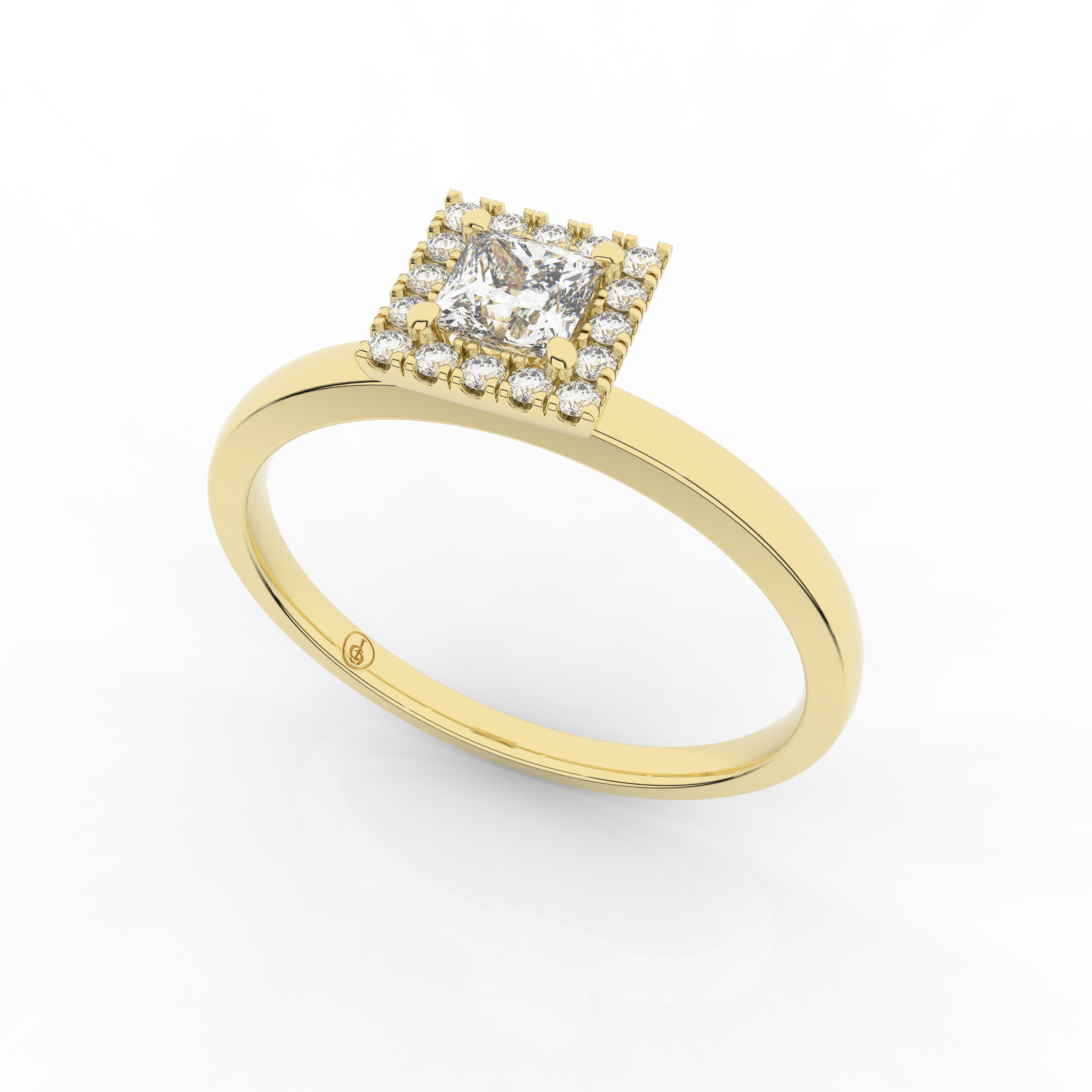 Elix Princess Engagement Ring 0.29 Carat Natural Diamond 18 Karat Gold