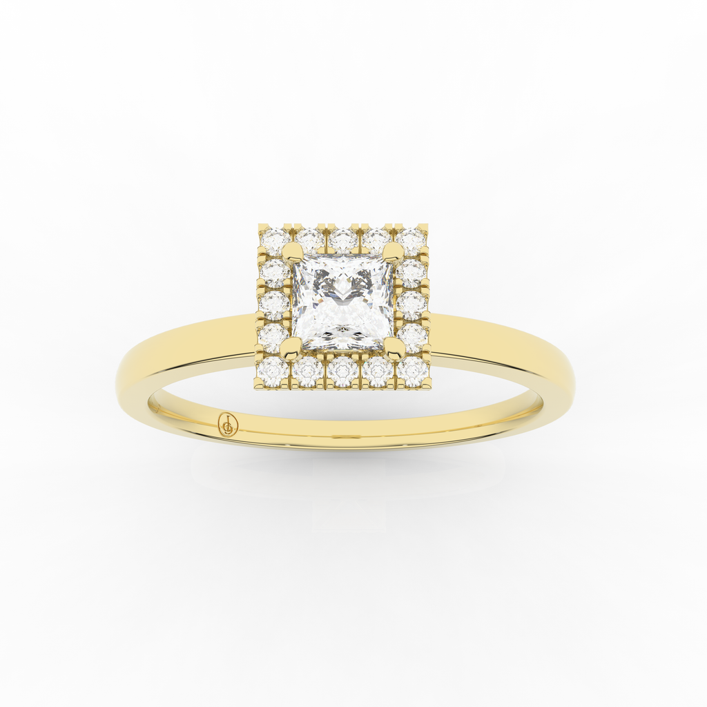 Elix Princess Engagement Ring 0.29 Carat Natural Diamond 18 Karat Gold