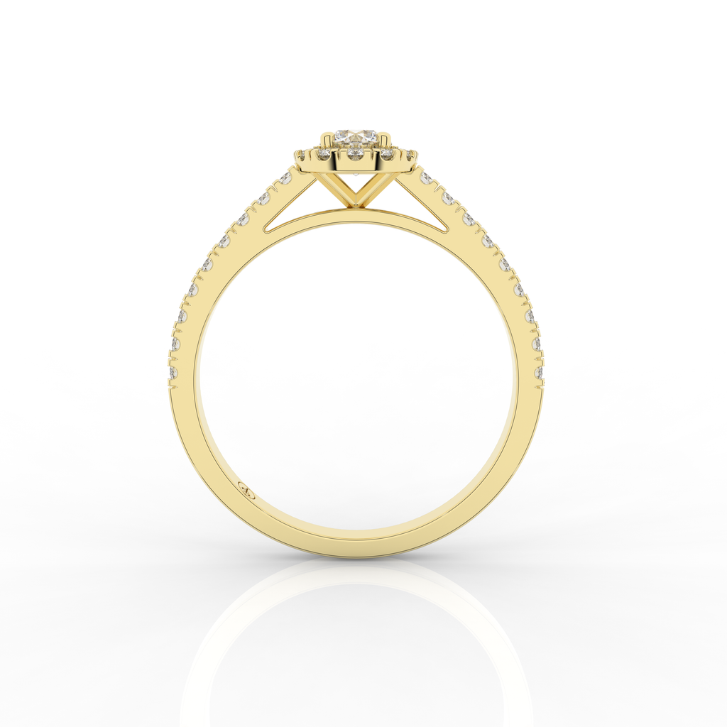 Elix Round Pave Engagement Ring 0.55 Carat Natural Diamond 18 Karat Gold