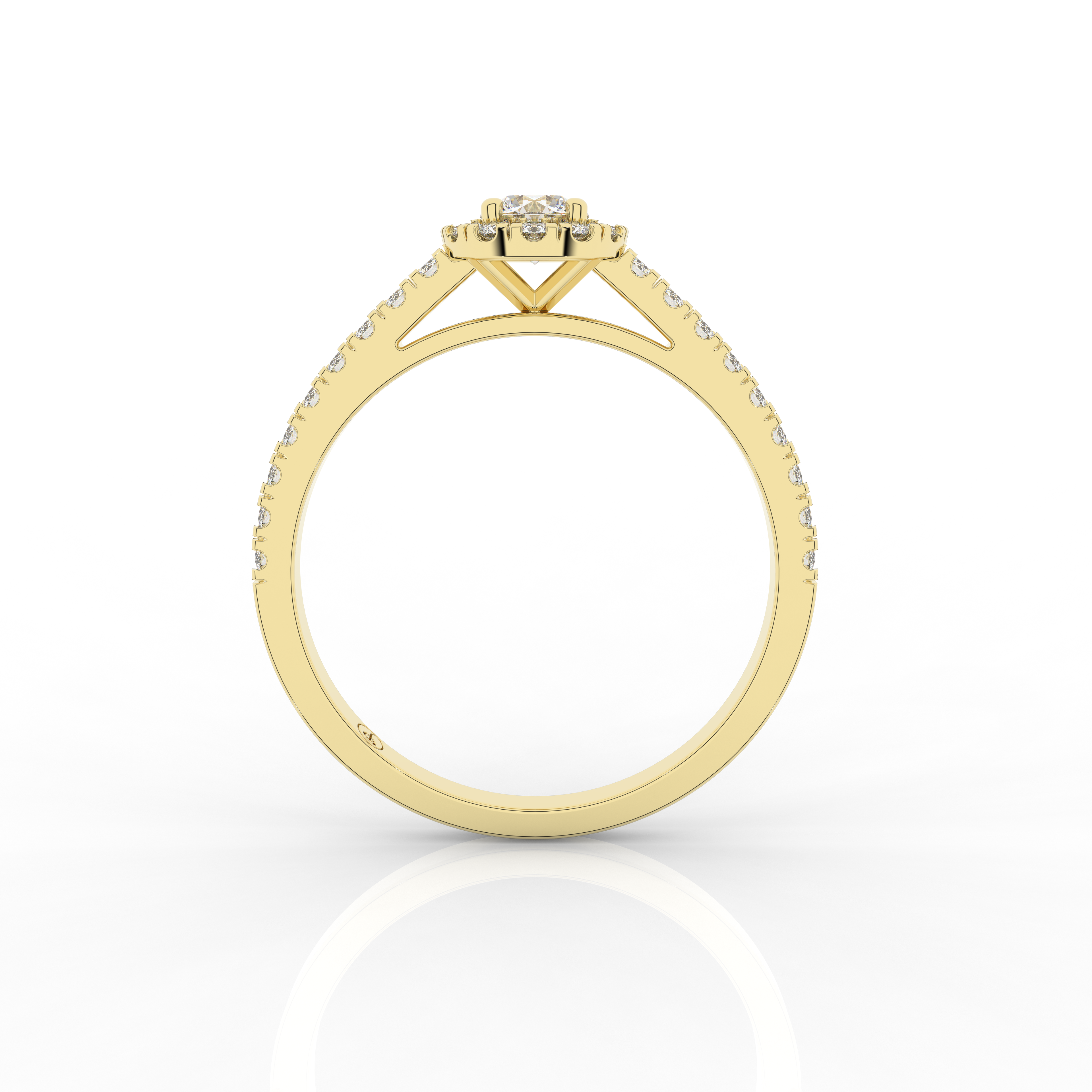 Elix Round Pave Engagement Ring 0.55 Carat Natural Diamond 18 Karat Gold
