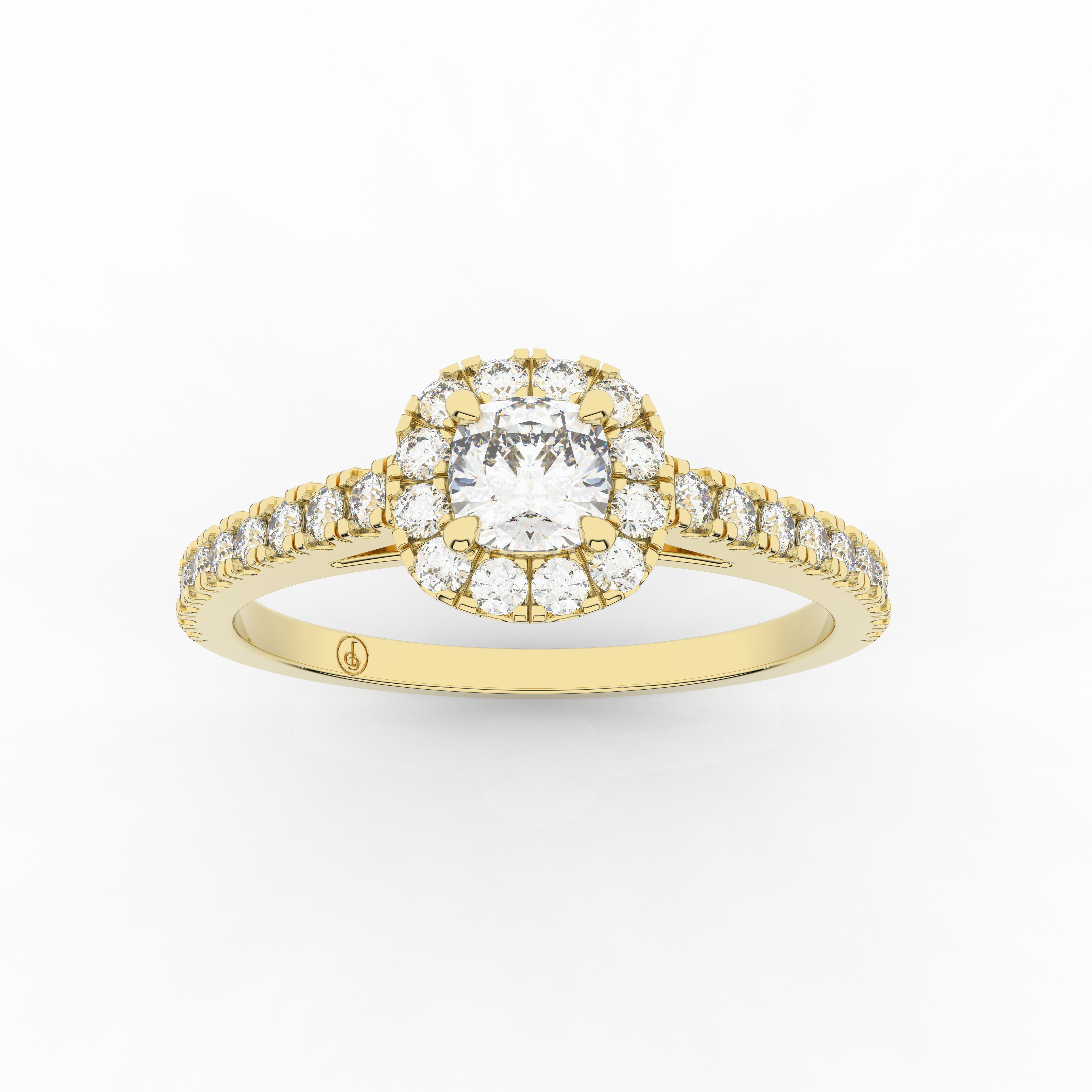 Elix Cushion Pave Engagement Ring 0.45 Carat Natural Diamond 18 Karat Gold