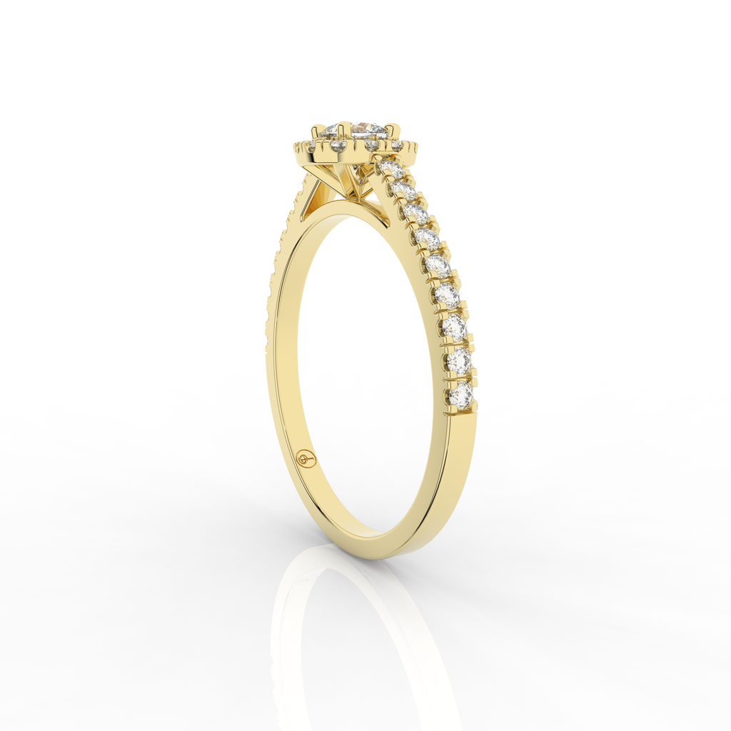 Elix Cushion Pave Engagement Ring 0.45 Carat Natural Diamond 18 Karat Gold