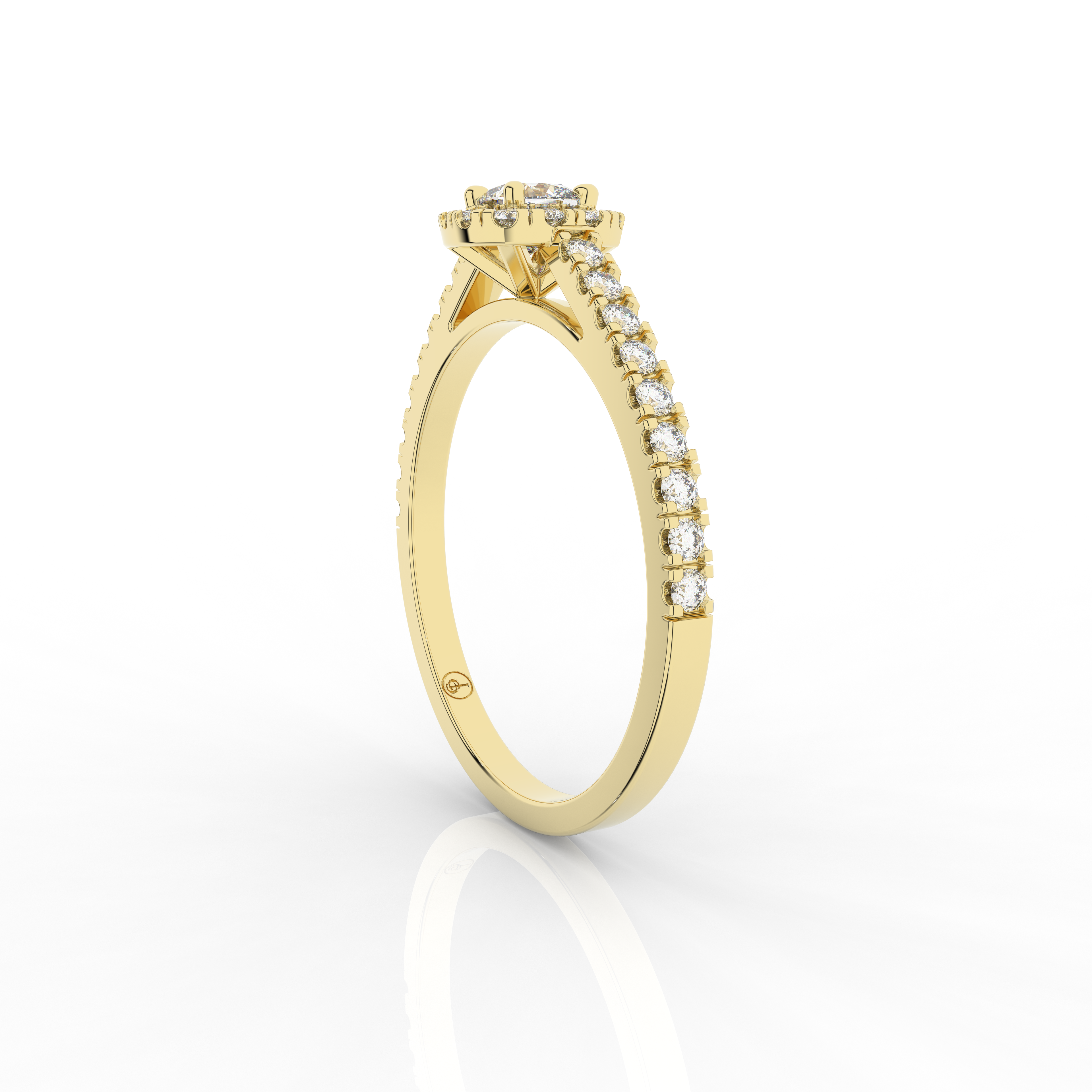 Elix Cushion Pave Engagement Ring 0.45 Carat Natural Diamond 18 Karat Gold