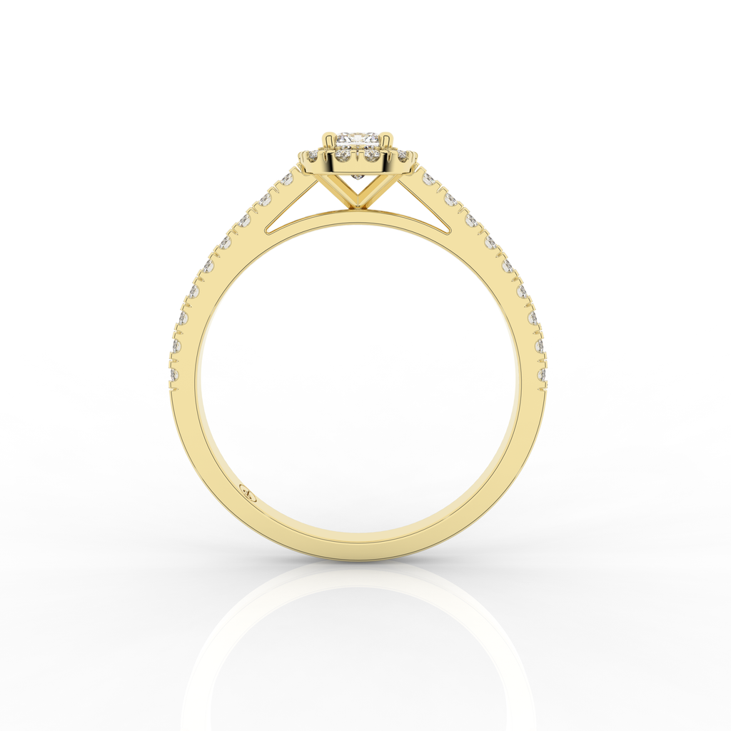 Elix Cushion Pave Engagement Ring 0.45 Carat Natural Diamond 18 Karat Gold