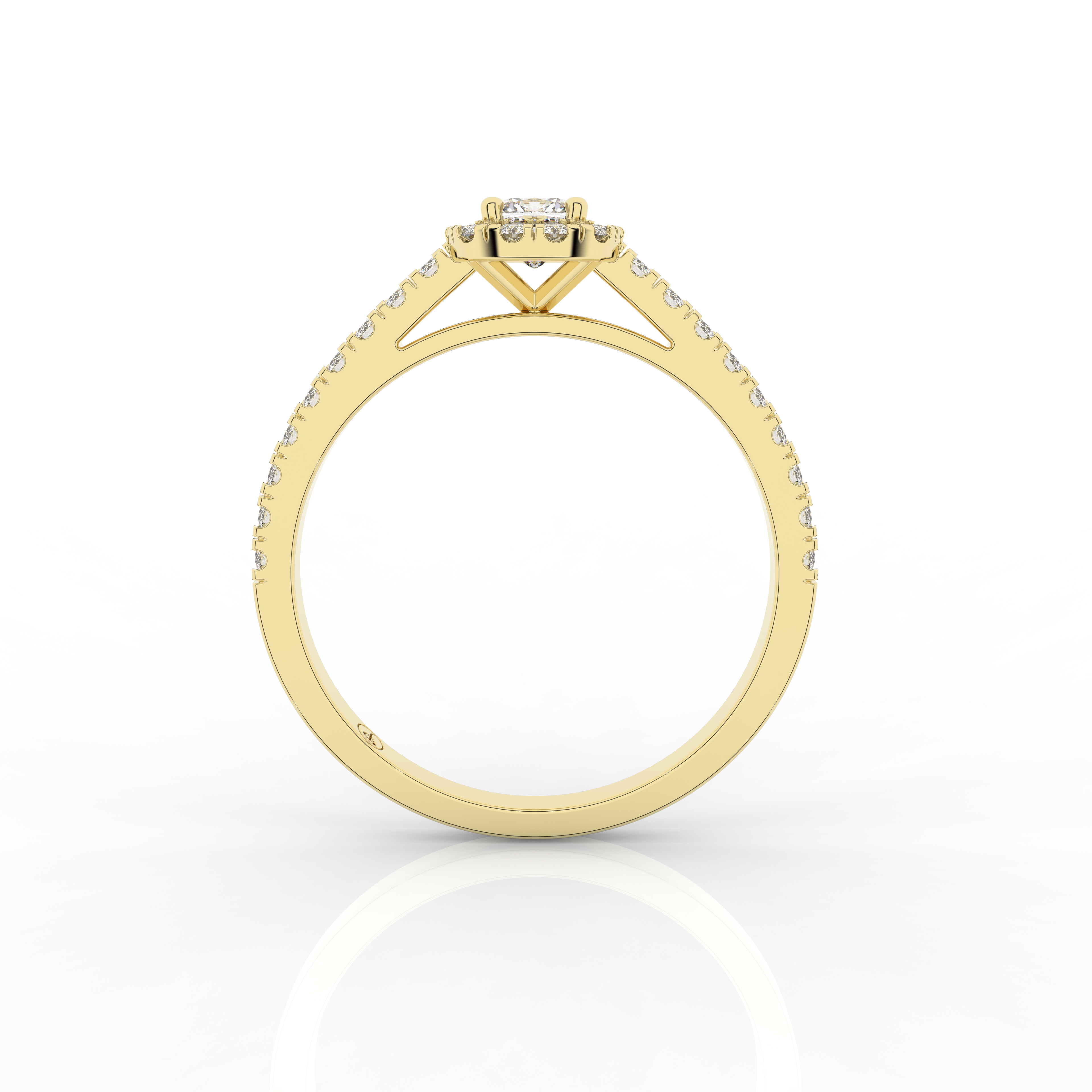 Elix Cushion Pave Engagement Ring 0.45 Carat Natural Diamond 18 Karat Gold