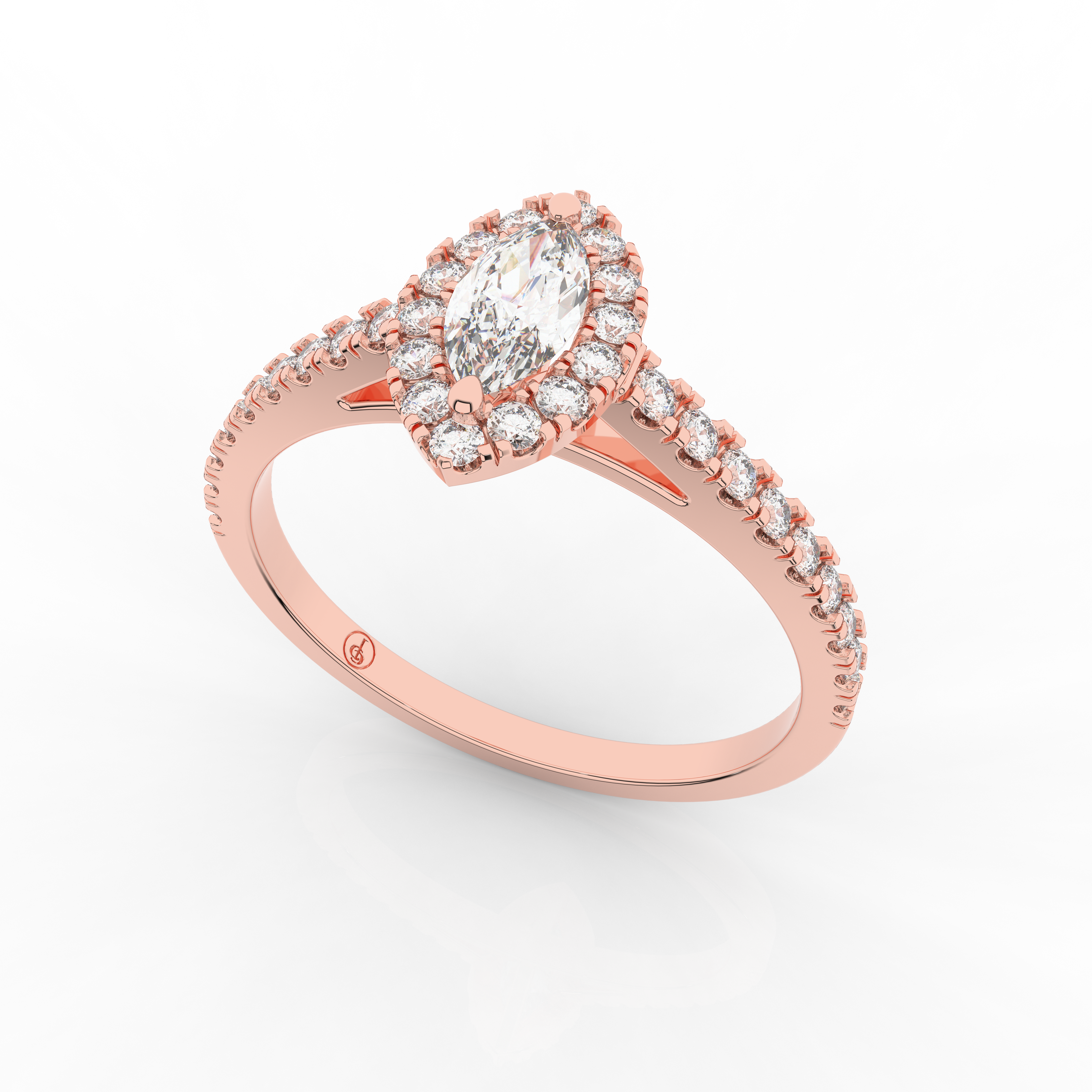 Elix Oval Pave Engagement Ring 0.45 Carat Natural Diamond 18 Karat Gold