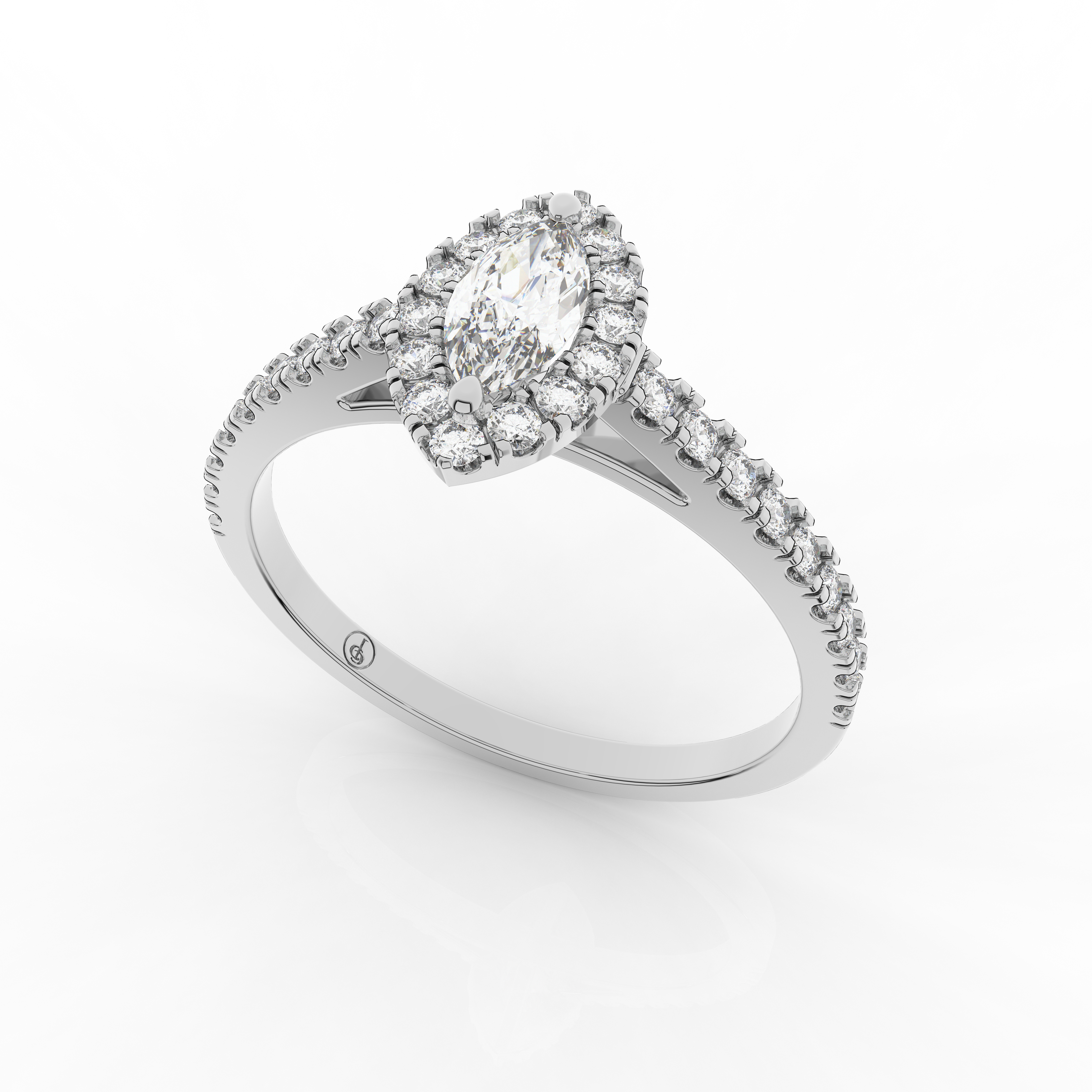 Elix Oval Pave Engagement Ring 0.45 Carat Natural Diamond 18 Karat Gold