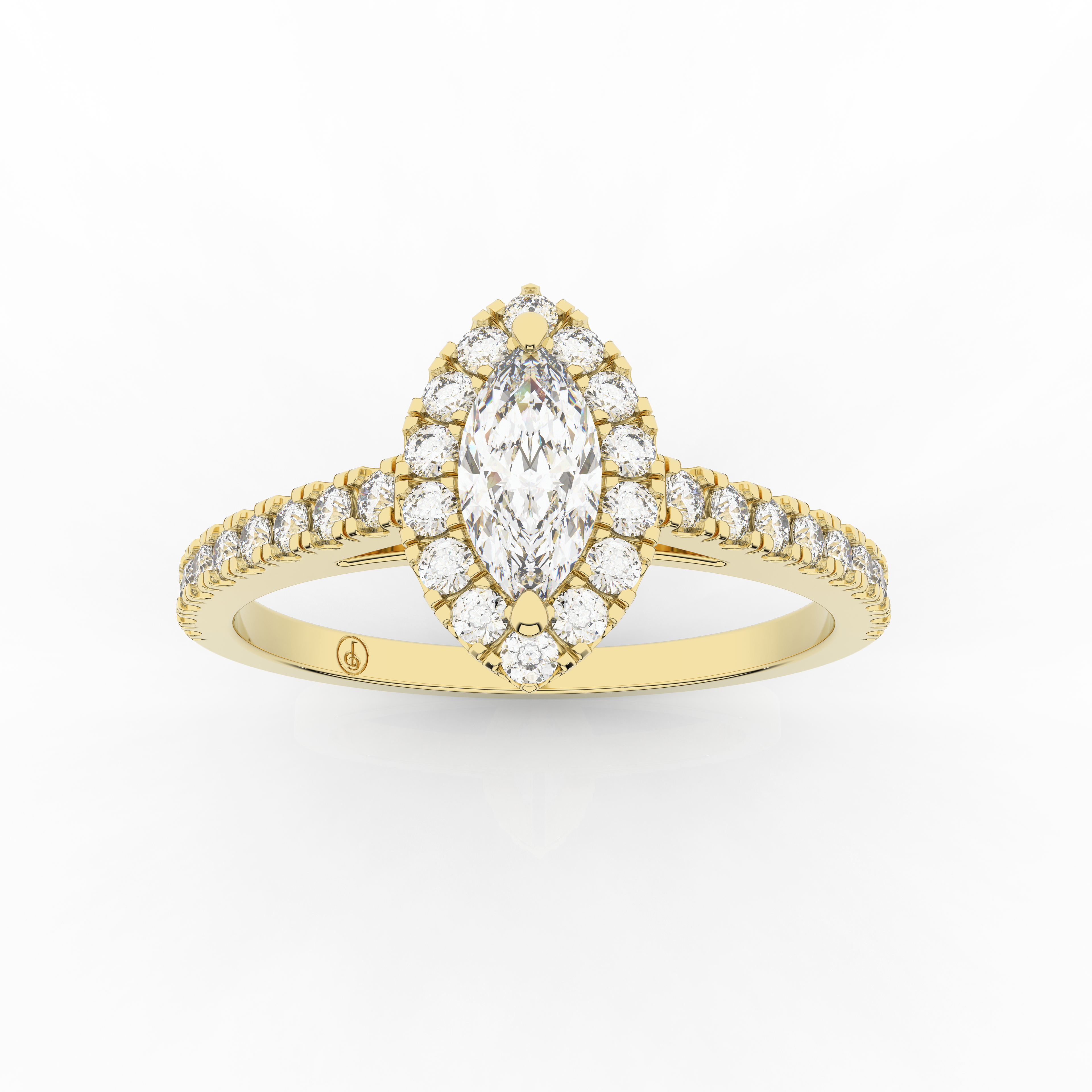 Elix Oval Pave Engagement Ring 0.45 Carat Natural Diamond 18 Karat Gold