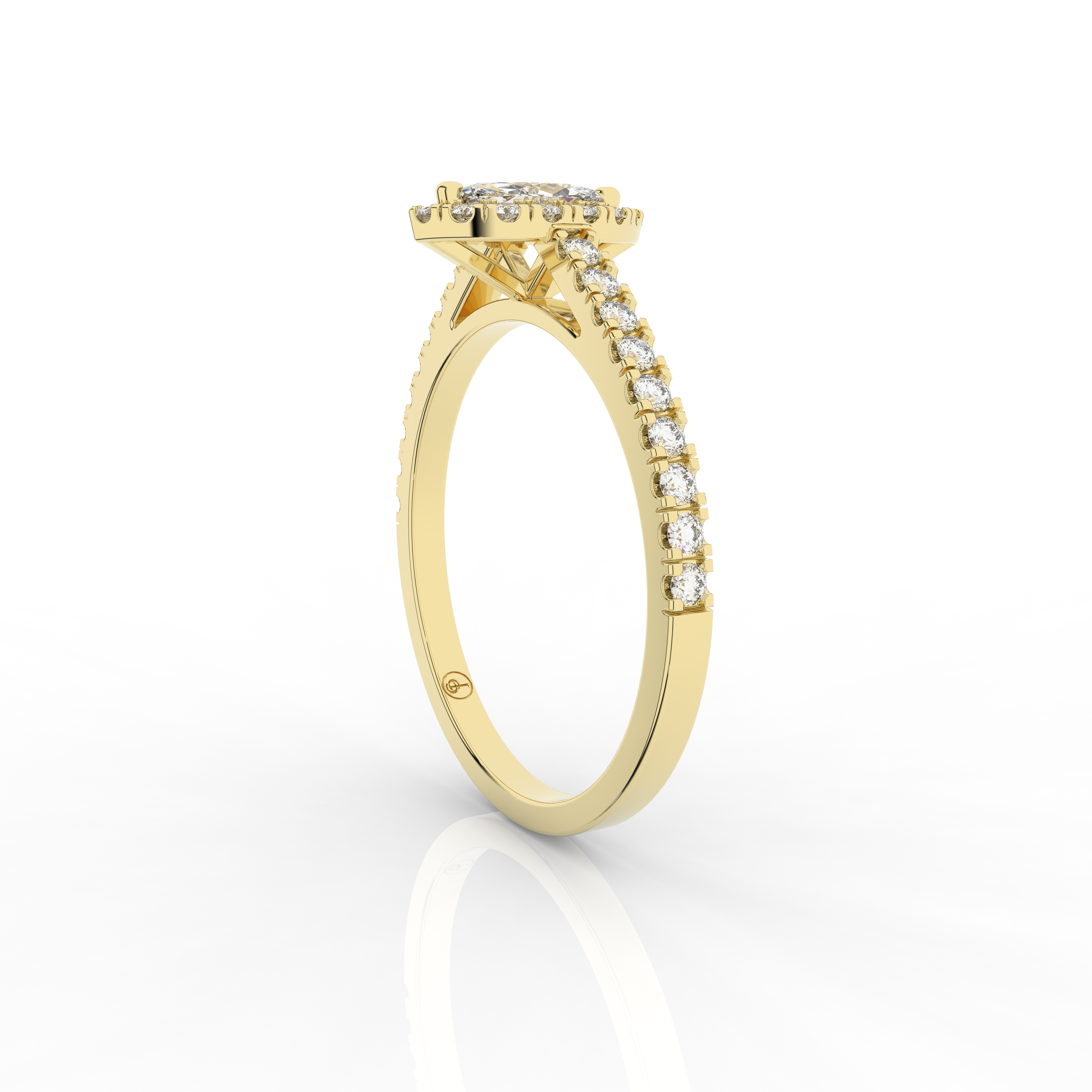 Elix Oval Pave Engagement Ring 0.45 Carat Natural Diamond 18 Karat Gold