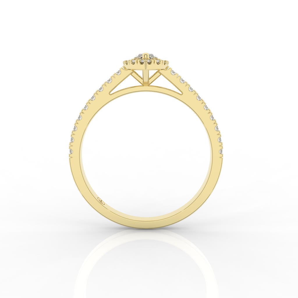 Elix Oval Pave Engagement Ring 0.45 Carat Natural Diamond 18 Karat Gold