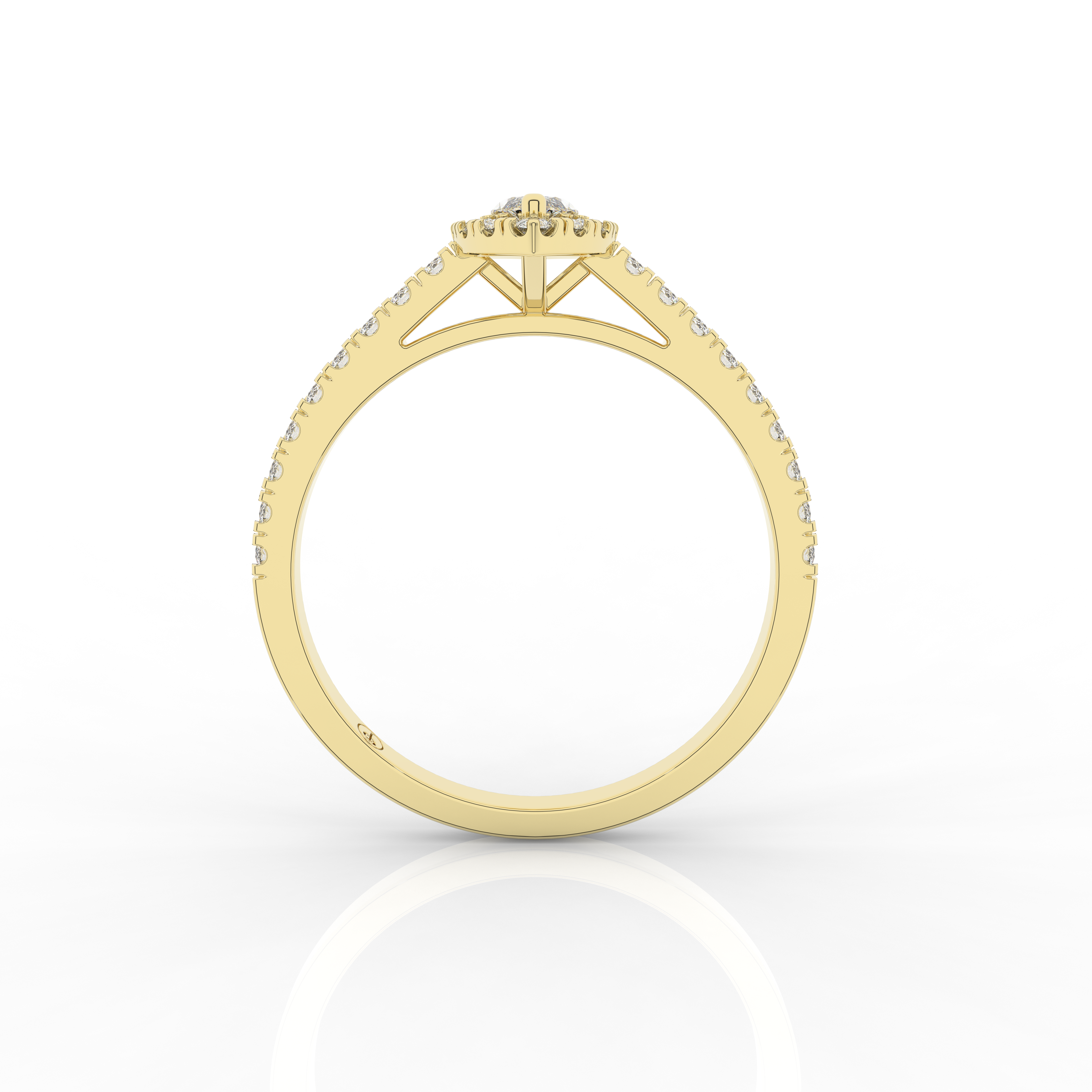 Elix Oval Pave Engagement Ring 0.45 Carat Natural Diamond 18 Karat Gold