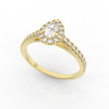 Elix Pear Pave Engagement Ring 0.44 Carat Natural Diamond 18 Karat Gold