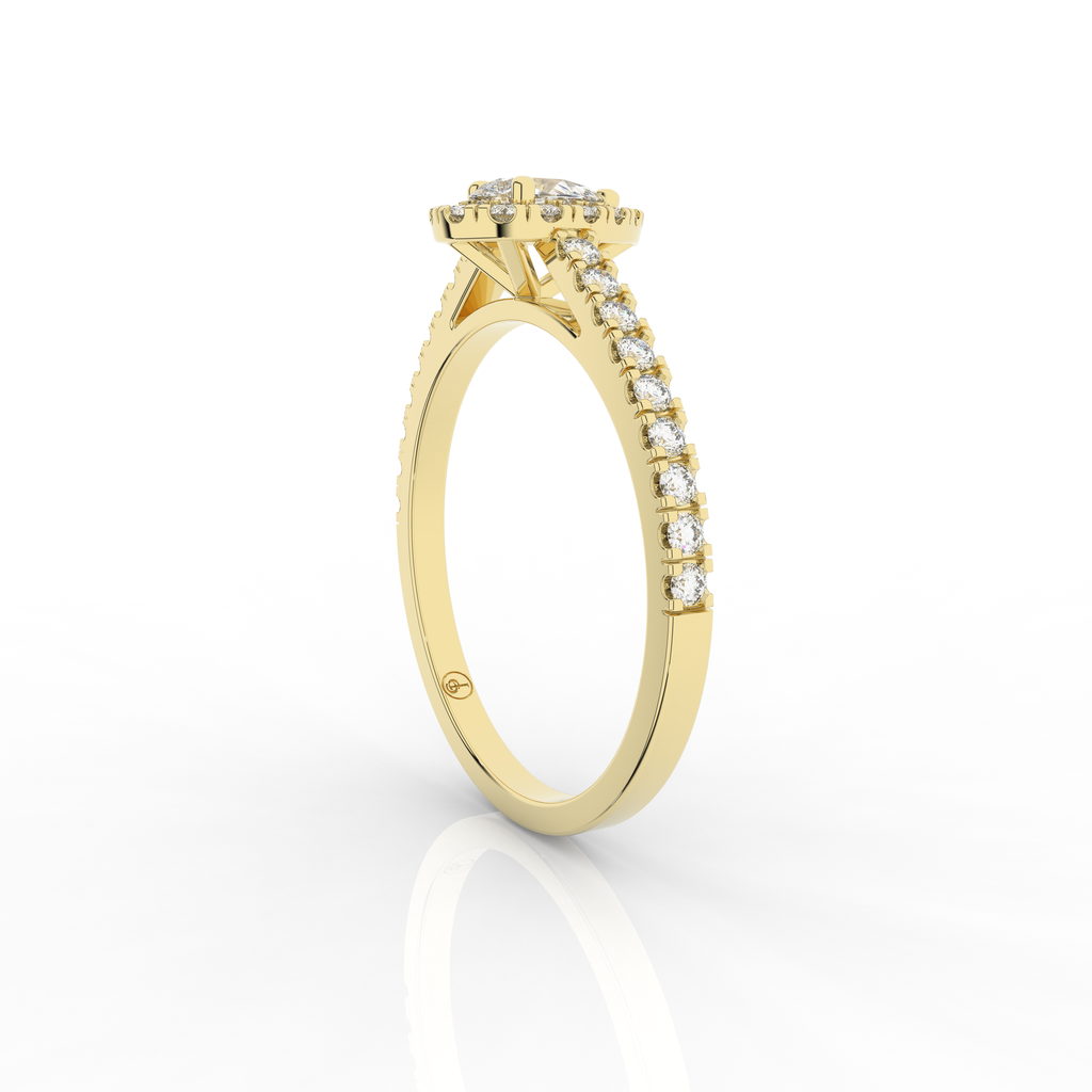 Elix Pear Pave Engagement Ring 0.44 Carat Natural Diamond 18 Karat Gold