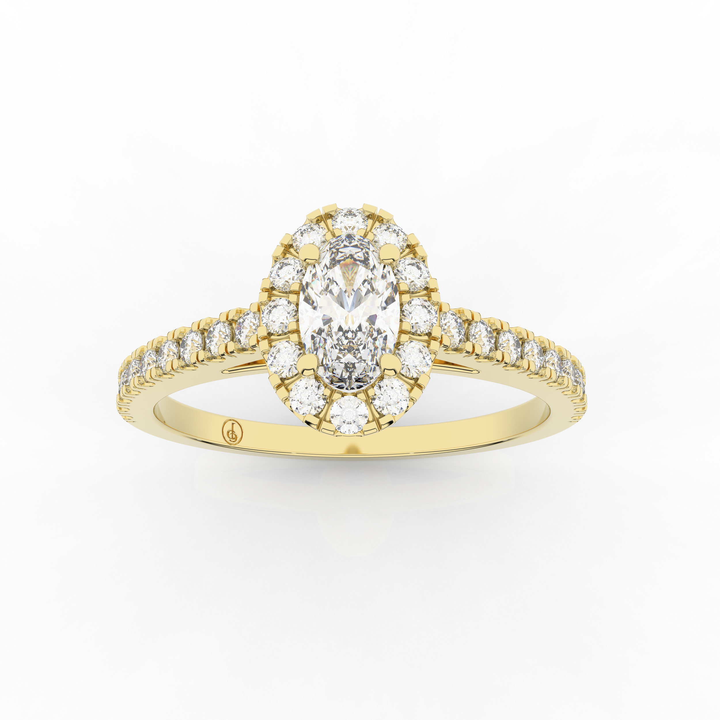 Elix Oval Pave Engagement Ring 0.44 Carat Natural Diamond 18 Karat Gold