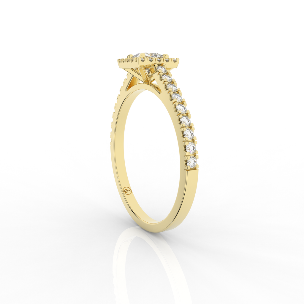 Elix Rectangle Pave Engagement Ring 0.43 Carat Natural Diamond 18 Karat Gold