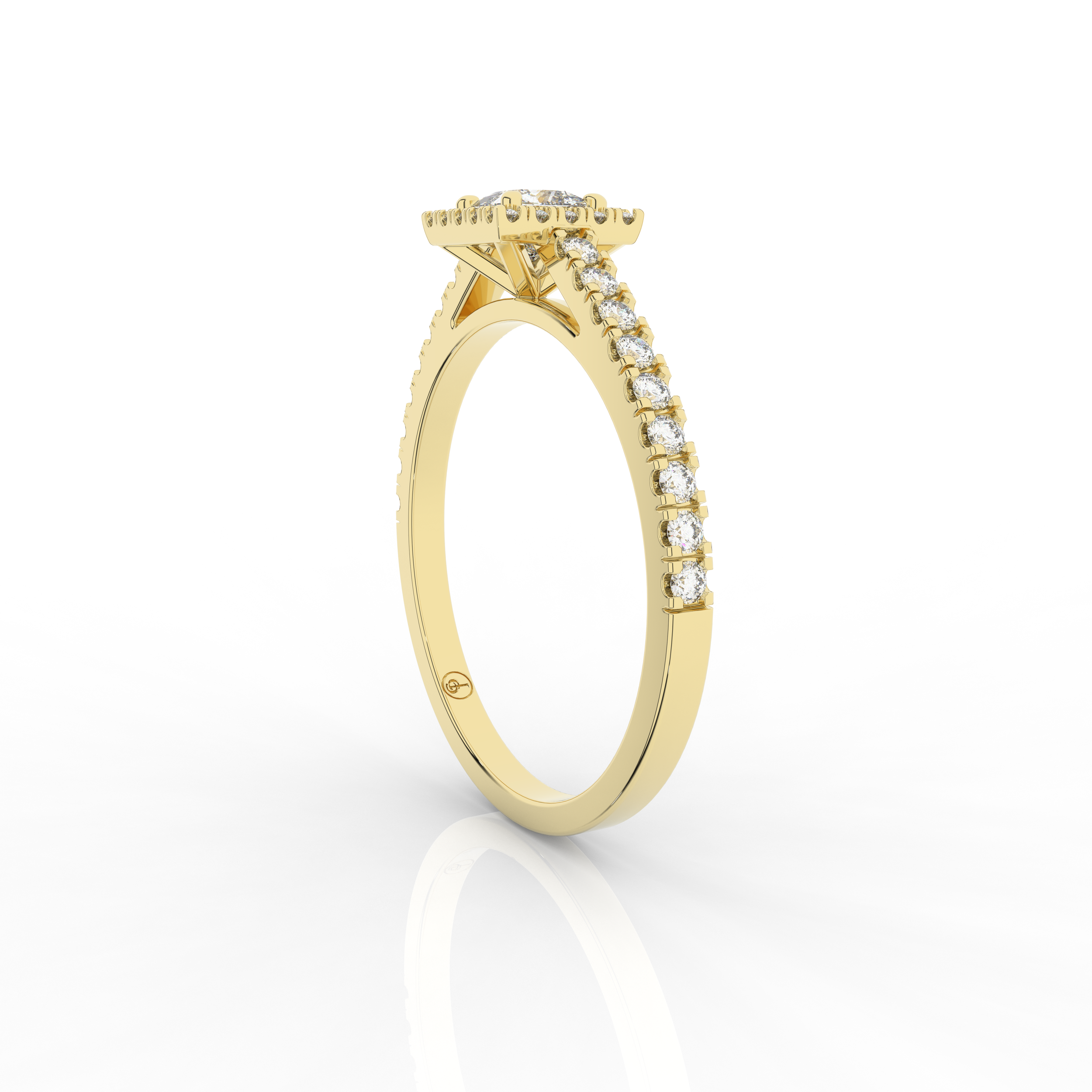 Elix Rectangle Pave Engagement Ring 0.43 Carat Natural Diamond 18 Karat Gold
