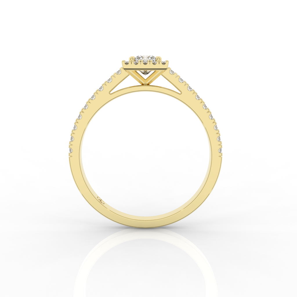 Elix Rectangle Pave Engagement Ring 0.43 Carat Natural Diamond 18 Karat Gold