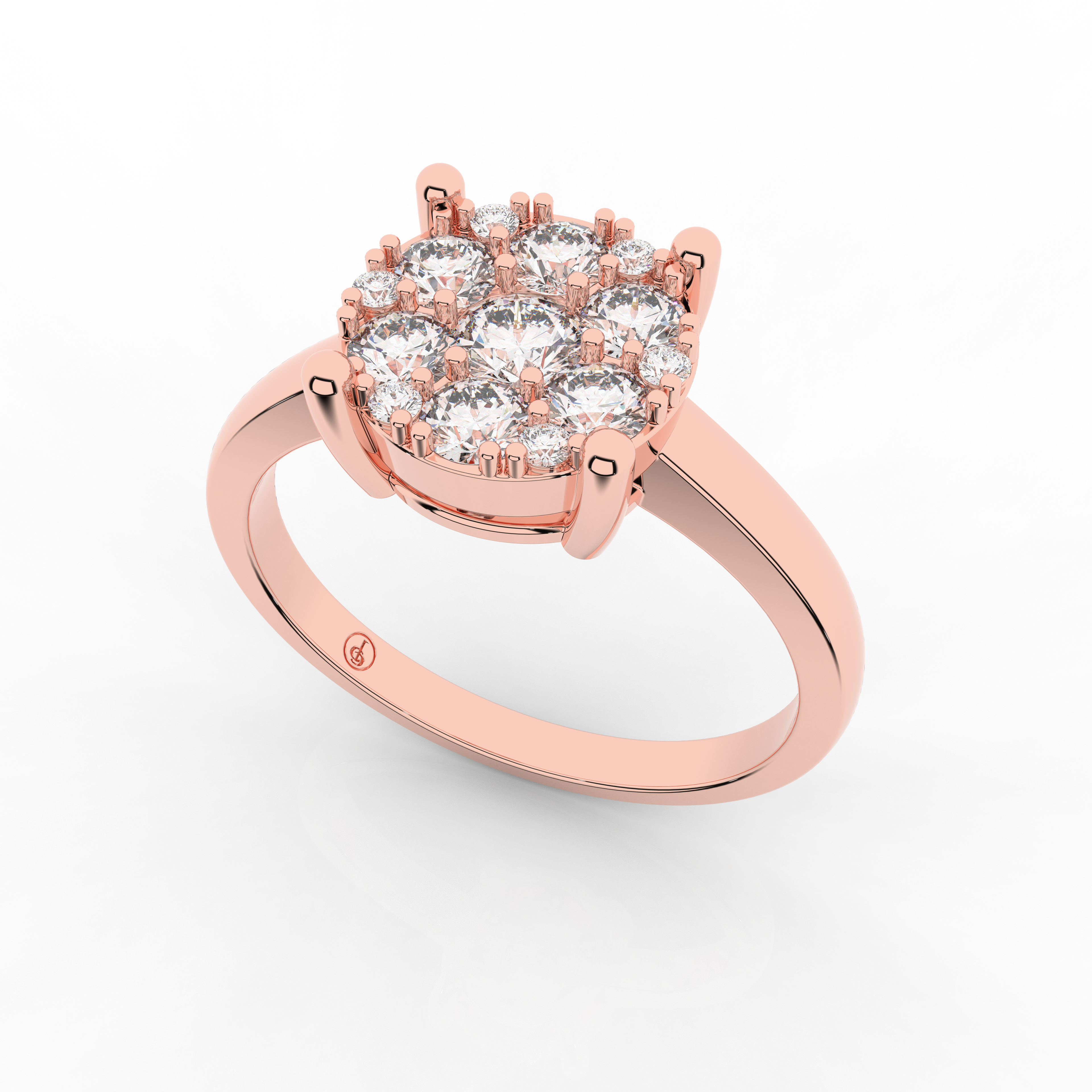 Cove Round Ring 0.53 Carat Natural Diamonds 18 Karat Gold