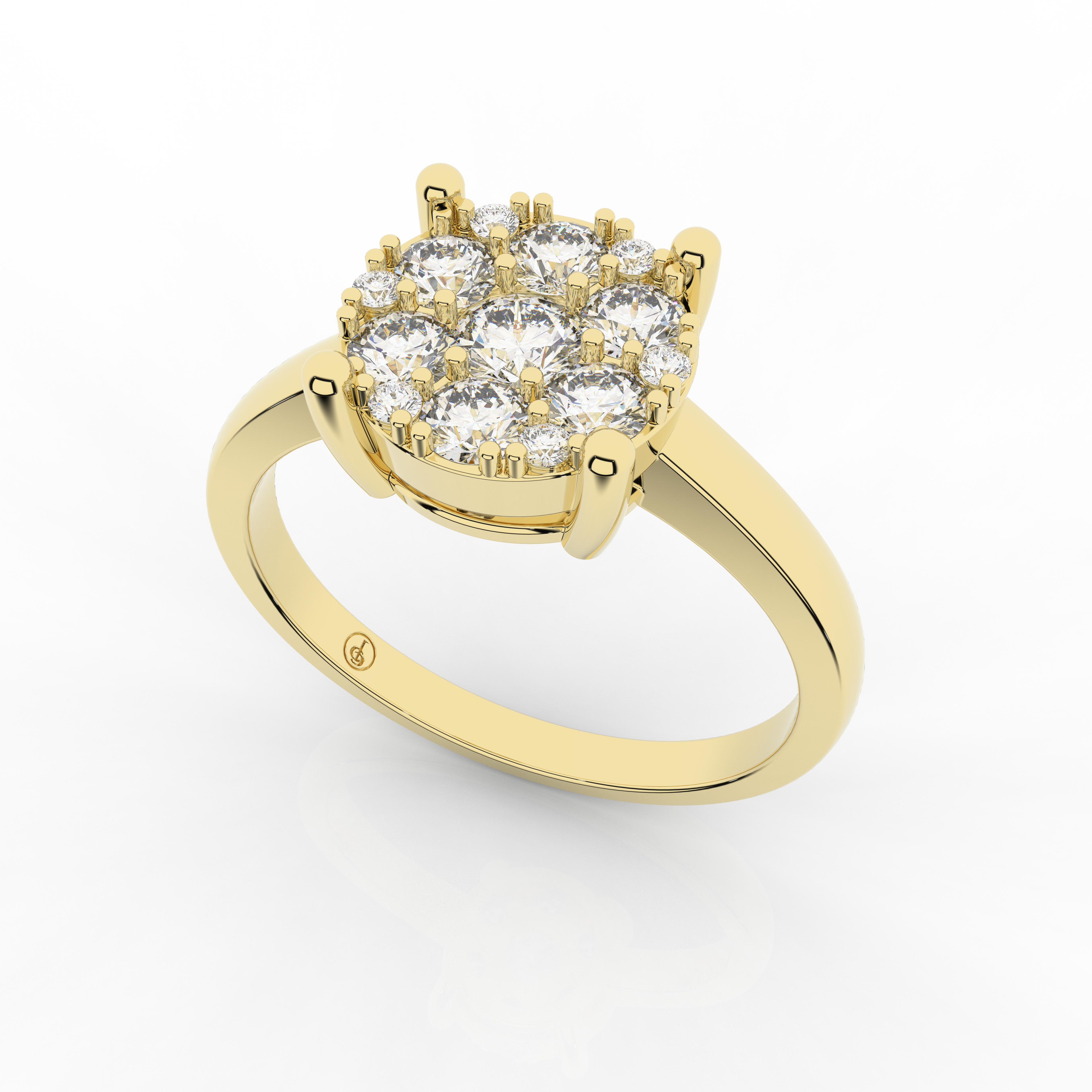 Cove Round Ring 0.53 Carat Natural Diamonds 18 Karat Gold