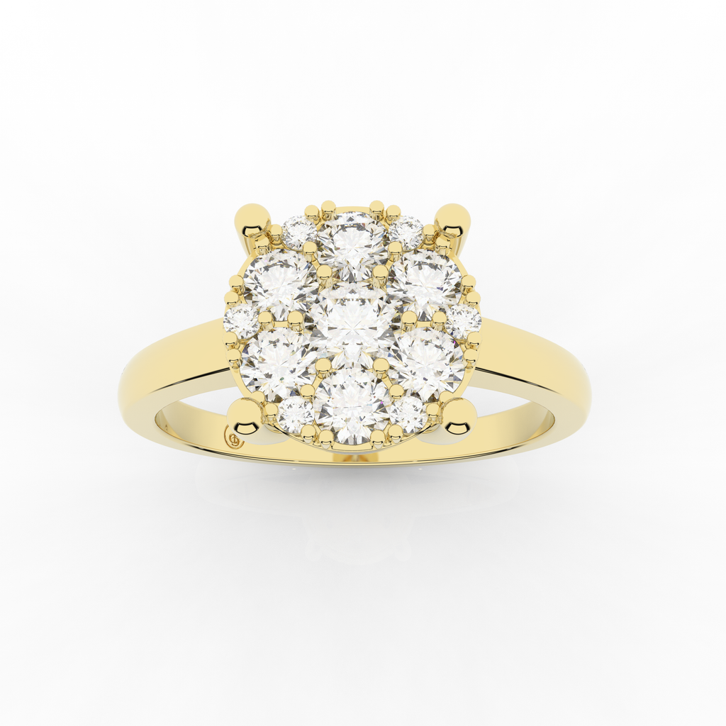 Cove Round Ring 0.53 Carat Natural Diamonds 18 Karat Gold