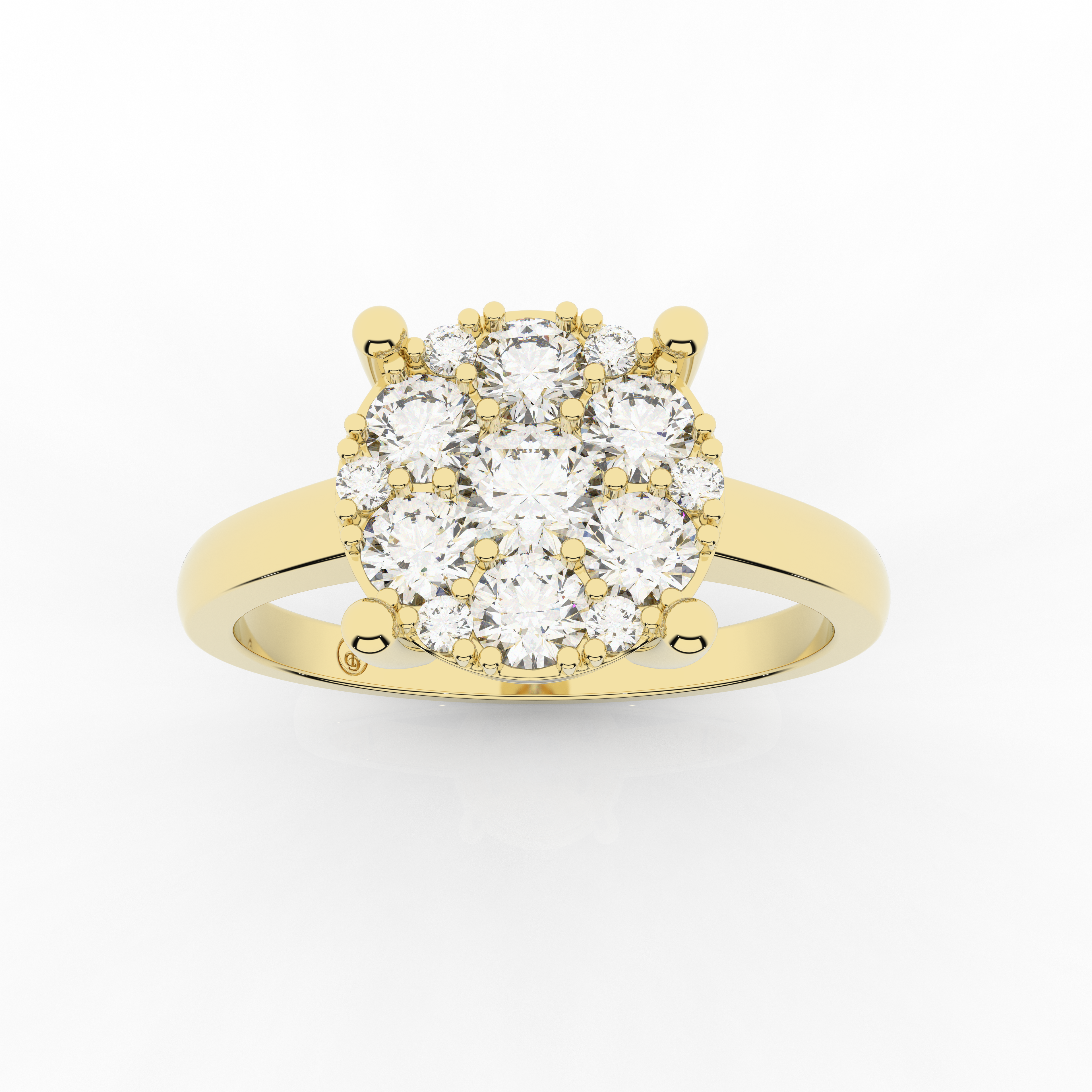Cove Round Ring 0.53 Carat Natural Diamonds 18 Karat Gold