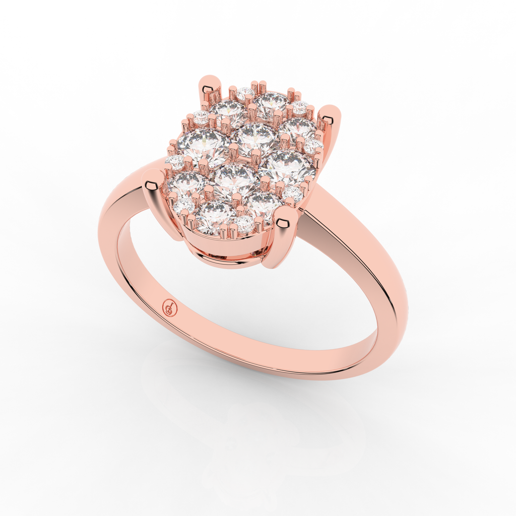 Cove Oval Shaped Ring 0.59 Carat Natural Diamonds 18 Karat Gold