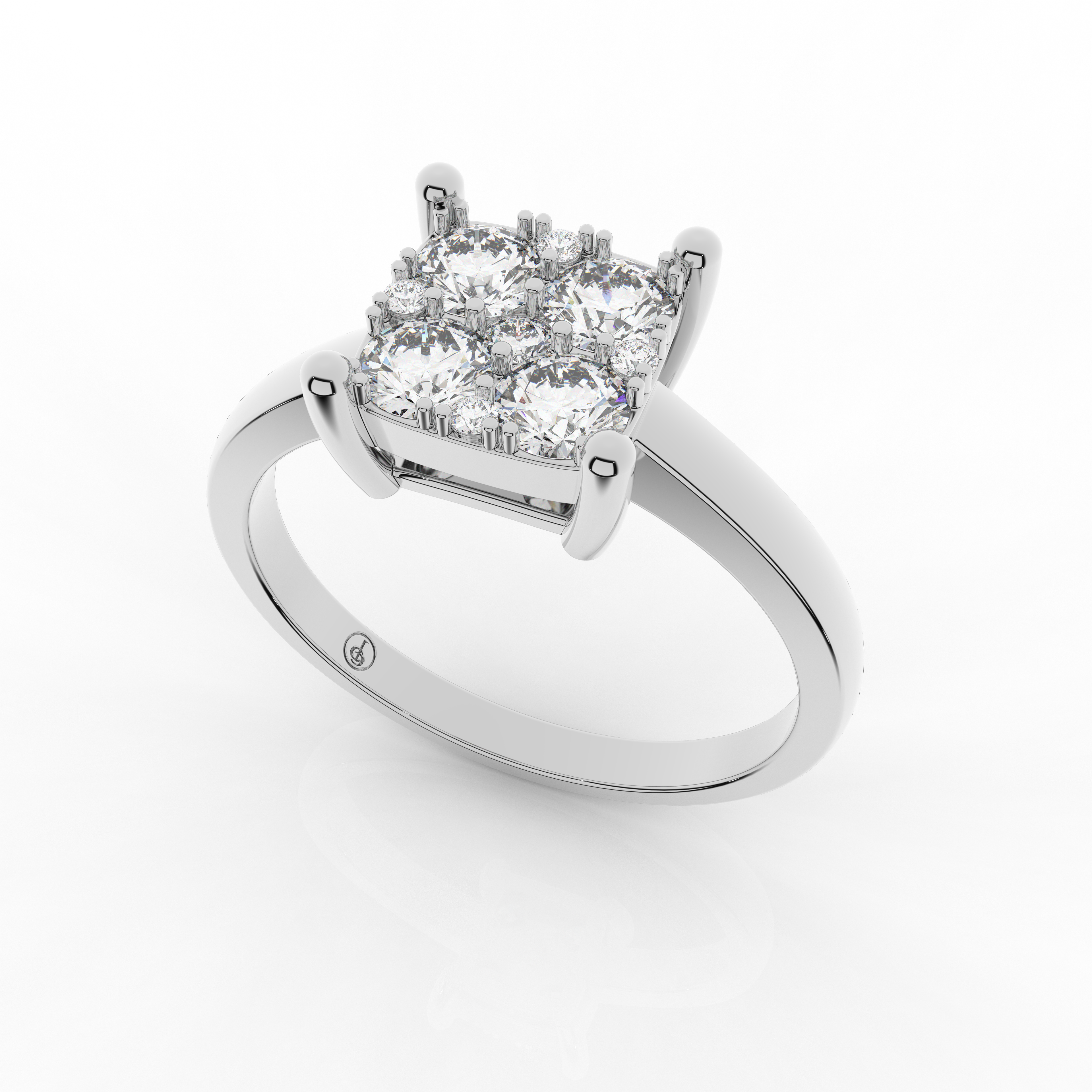 Cove Square Shaped Ring 0.51 Carat Natural Diamonds 18 Karat Gold