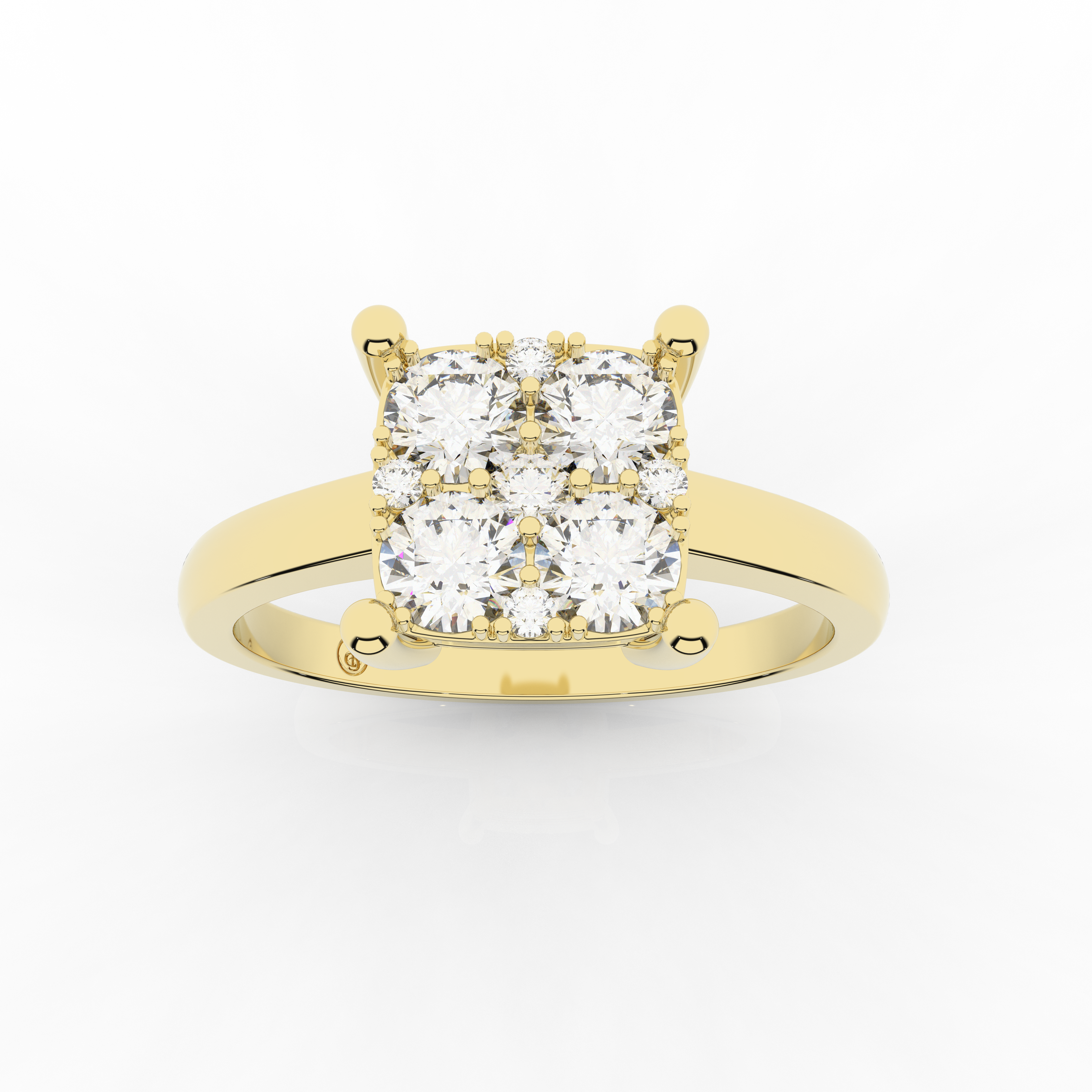Cove Square Shaped Ring 0.51 Carat Natural Diamonds 18 Karat Gold