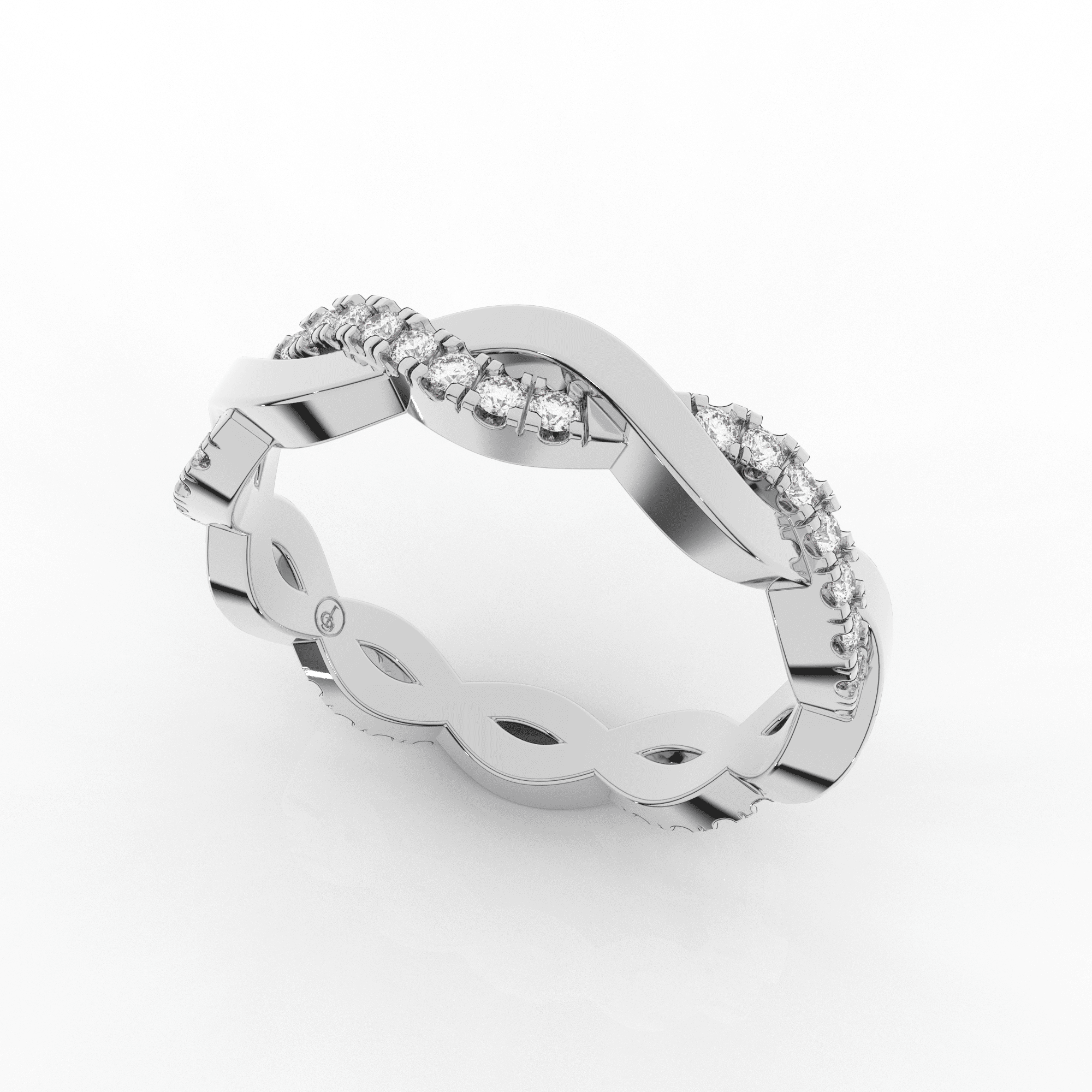 Orris Twist Full Eternity Ring Single Row Pave 0.30 Carat Natural Diamonds 18 Karat Gold