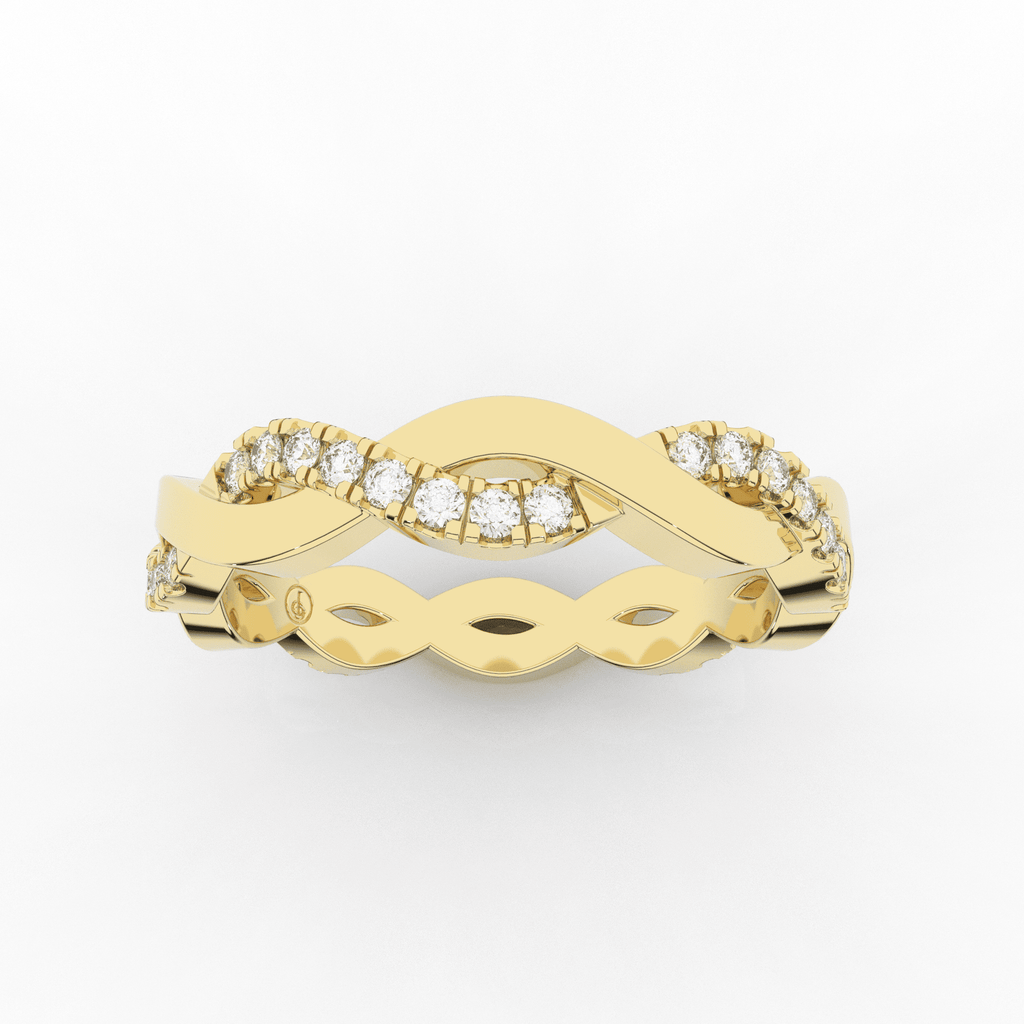 Orris Twist Full Eternity Ring Single Row Pave 0.30 Carat Natural Diamonds 18 Karat Gold