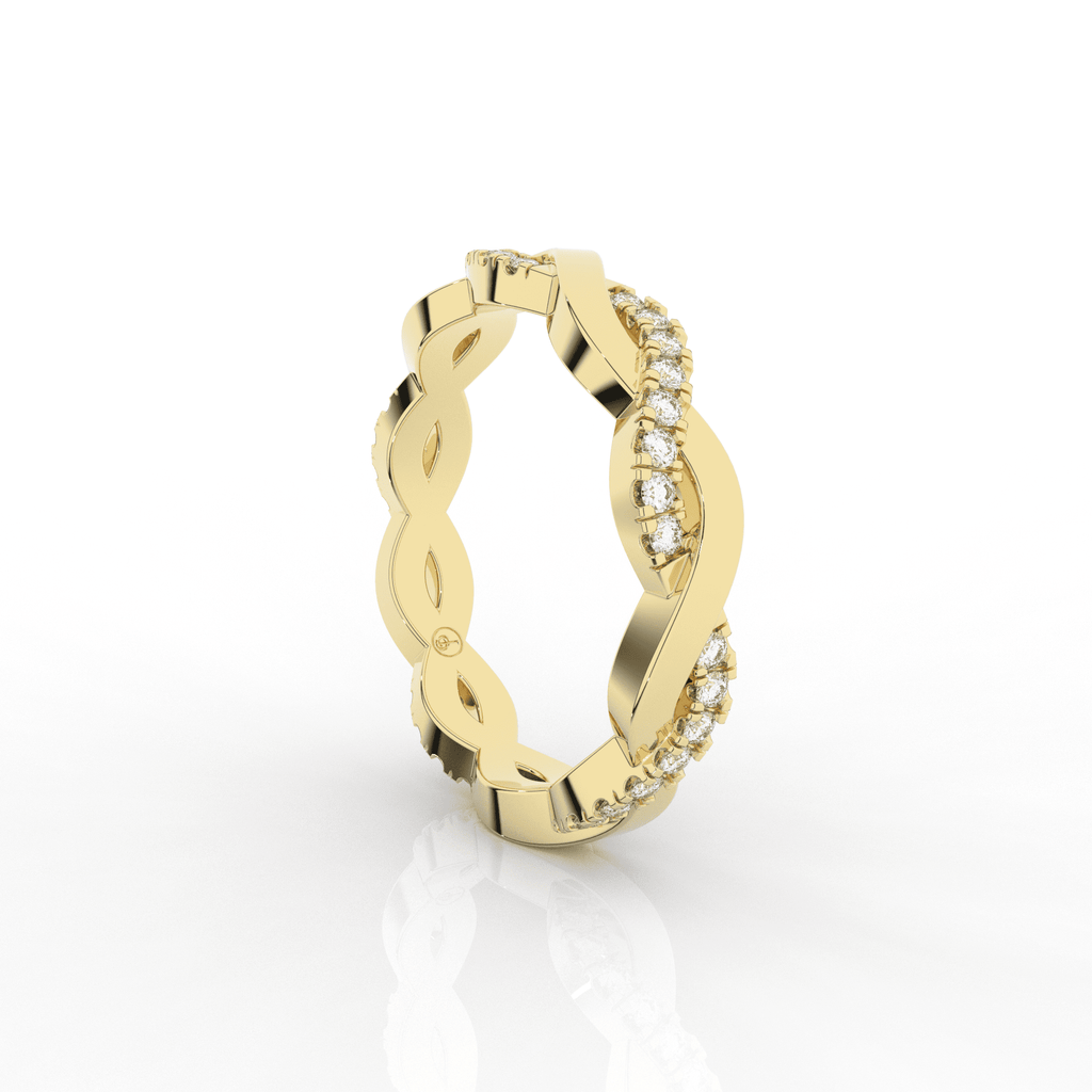 Orris Twist Full Eternity Ring Single Row Pave 0.30 Carat Natural Diamonds 18 Karat Gold