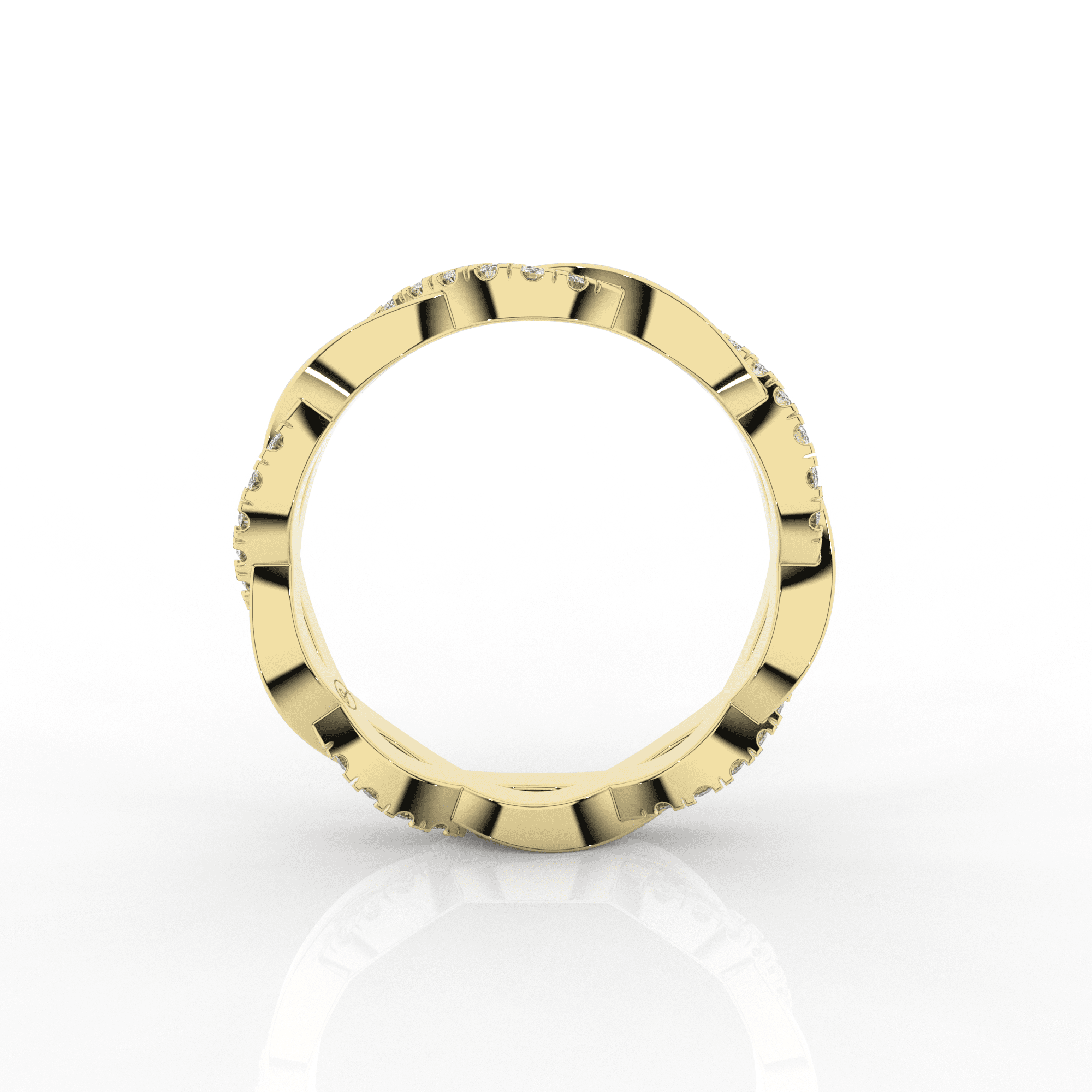 Orris Twist Full Eternity Ring Single Row Pave 0.30 Carat Natural Diamonds 18 Karat Gold