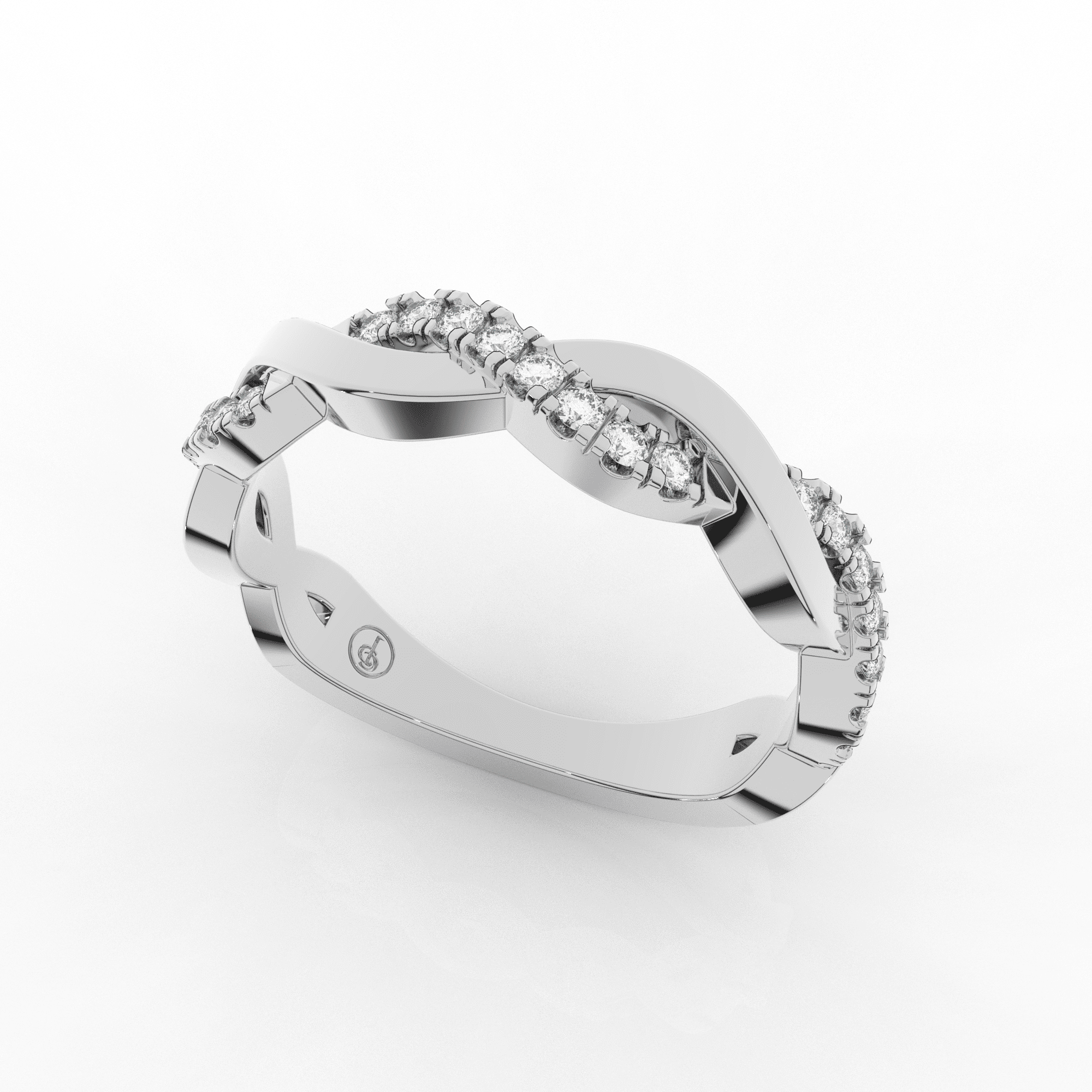 Orris Twist Half Eternity Ring Single Row Pave 0.20 Carat Natural Diamonds 18 Karat Gold