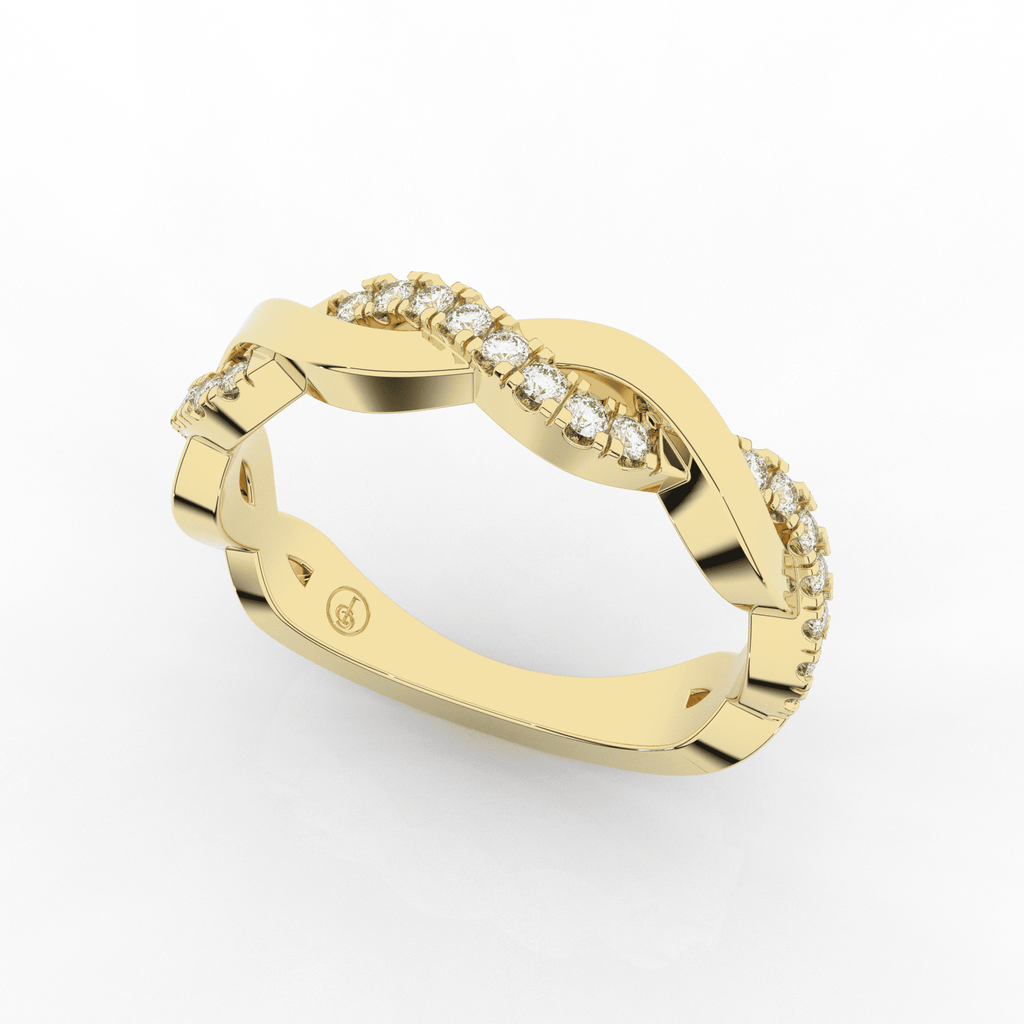 Orris Twist Half Eternity Ring Single Row Pave 0.20 Carat Natural Diamonds 18 Karat Gold