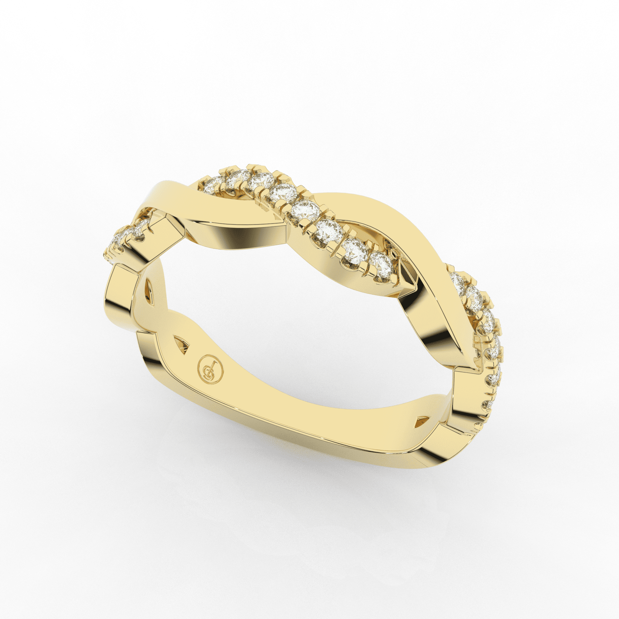 Orris Twist Half Eternity Ring Single Row Pave 0.20 Carat Natural Diamonds 18 Karat Gold
