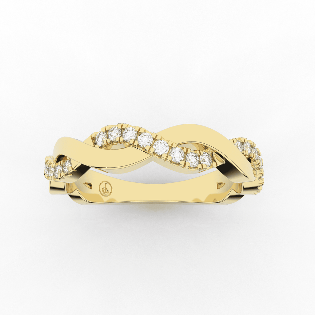 Orris Twist Half Eternity Ring Single Row Pave 0.20 Carat Natural Diamonds 18 Karat Gold