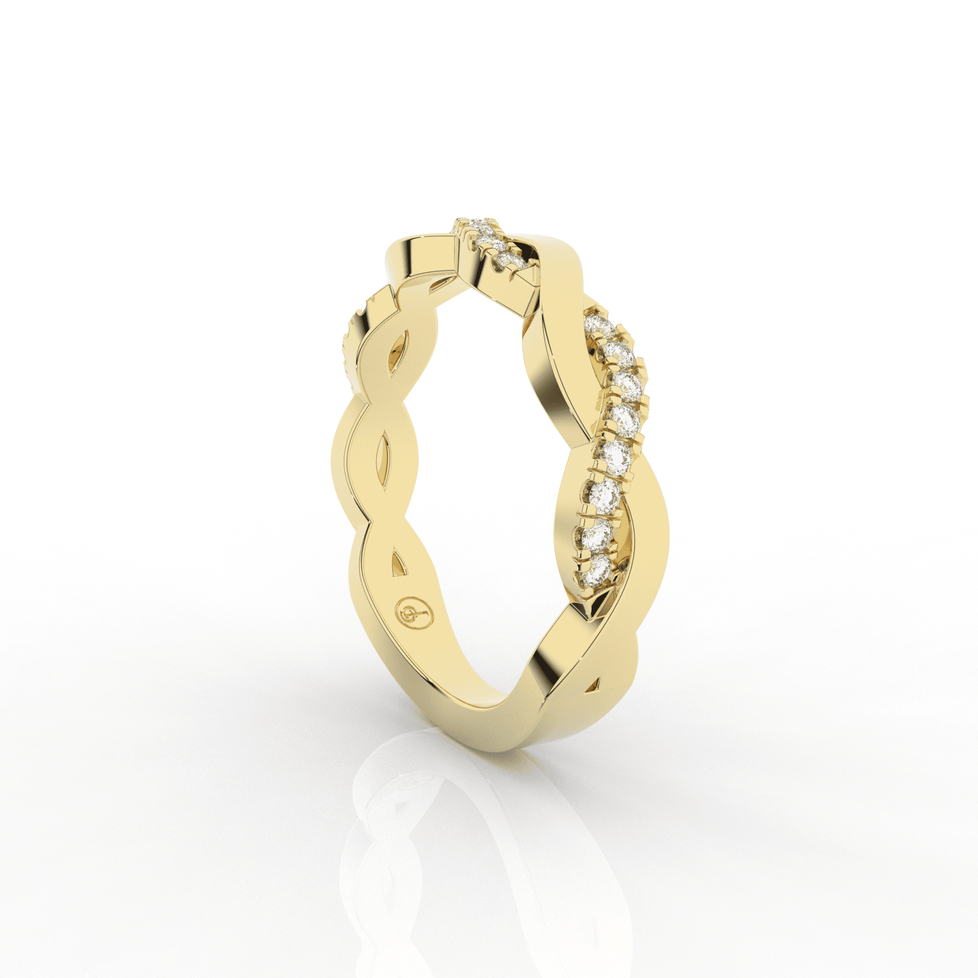 Orris Twist Half Eternity Ring Single Row Pave 0.20 Carat Natural Diamonds 18 Karat Gold