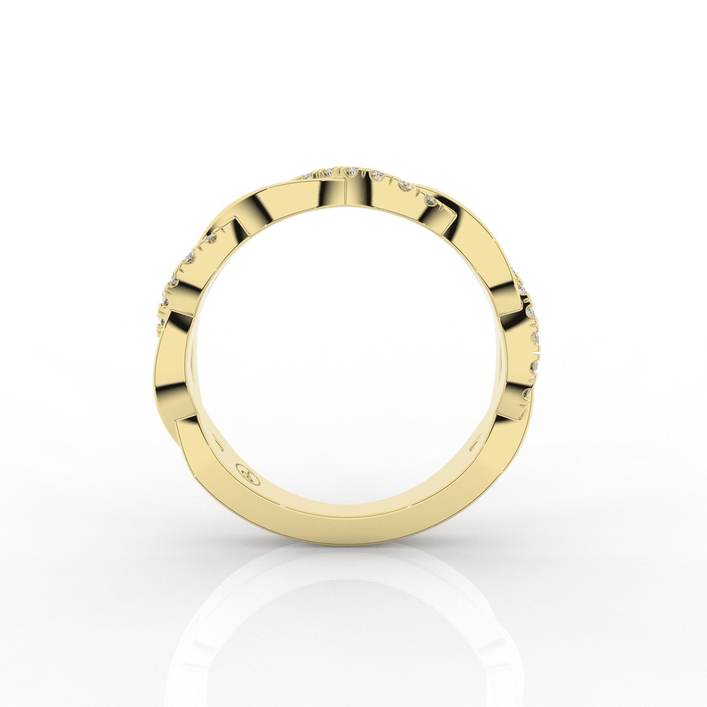Orris Twist Half Eternity Ring Single Row Pave 0.20 Carat Natural Diamonds 18 Karat Gold