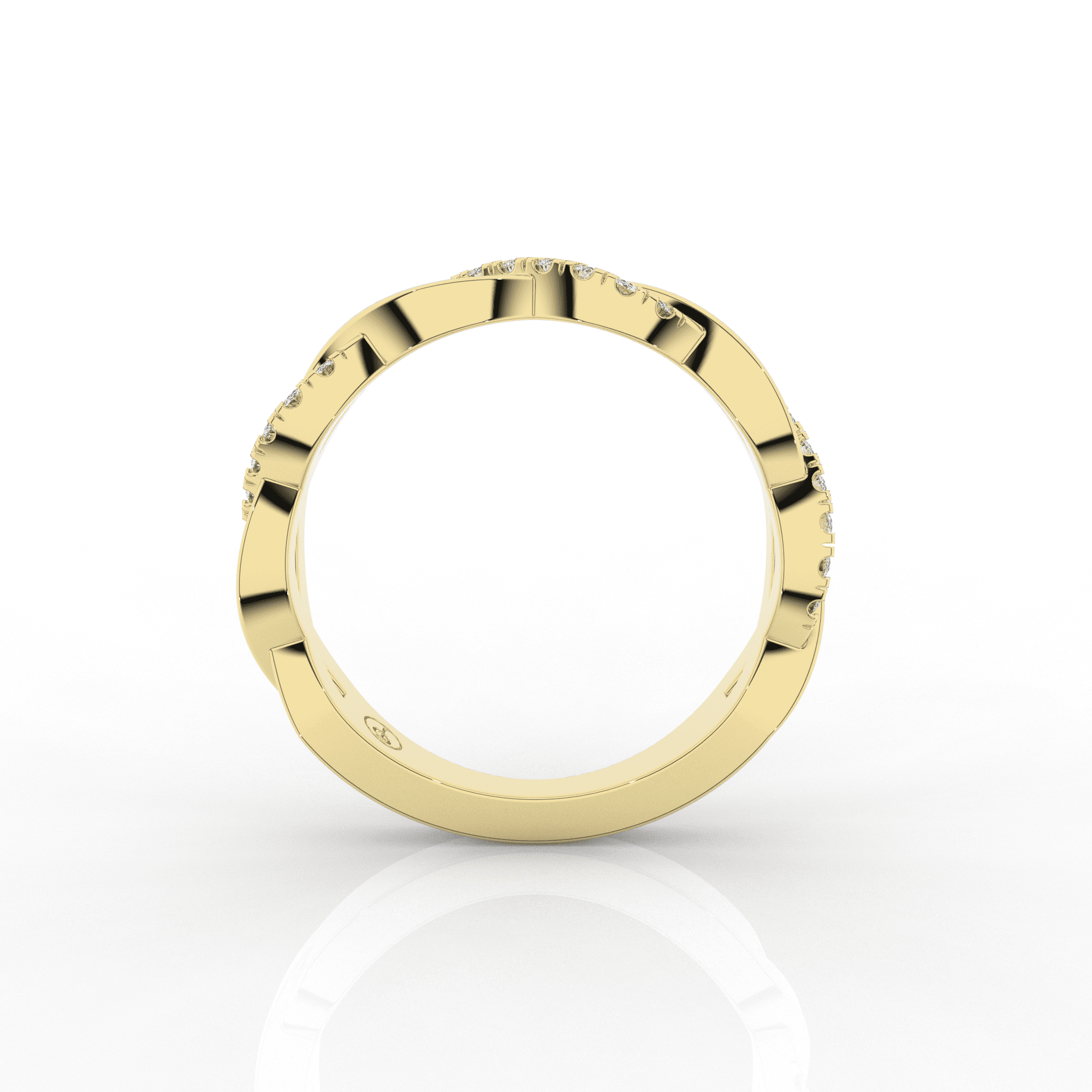 Orris Twist Half Eternity Ring Single Row Pave 0.20 Carat Natural Diamonds 18 Karat Gold