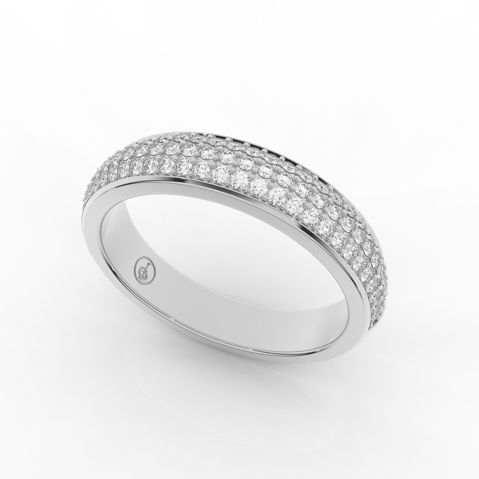 Mirage 3 Row Half Eternity Ring 0.35 Carat Natural Diamond 18 Karat Gold