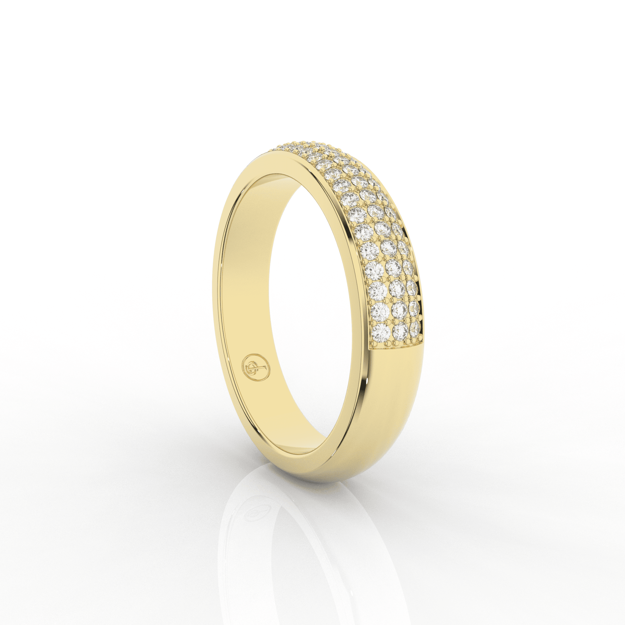 Mirage 3 Row Half Eternity Ring 0.35 Carat Natural Diamond 18 Karat Gold