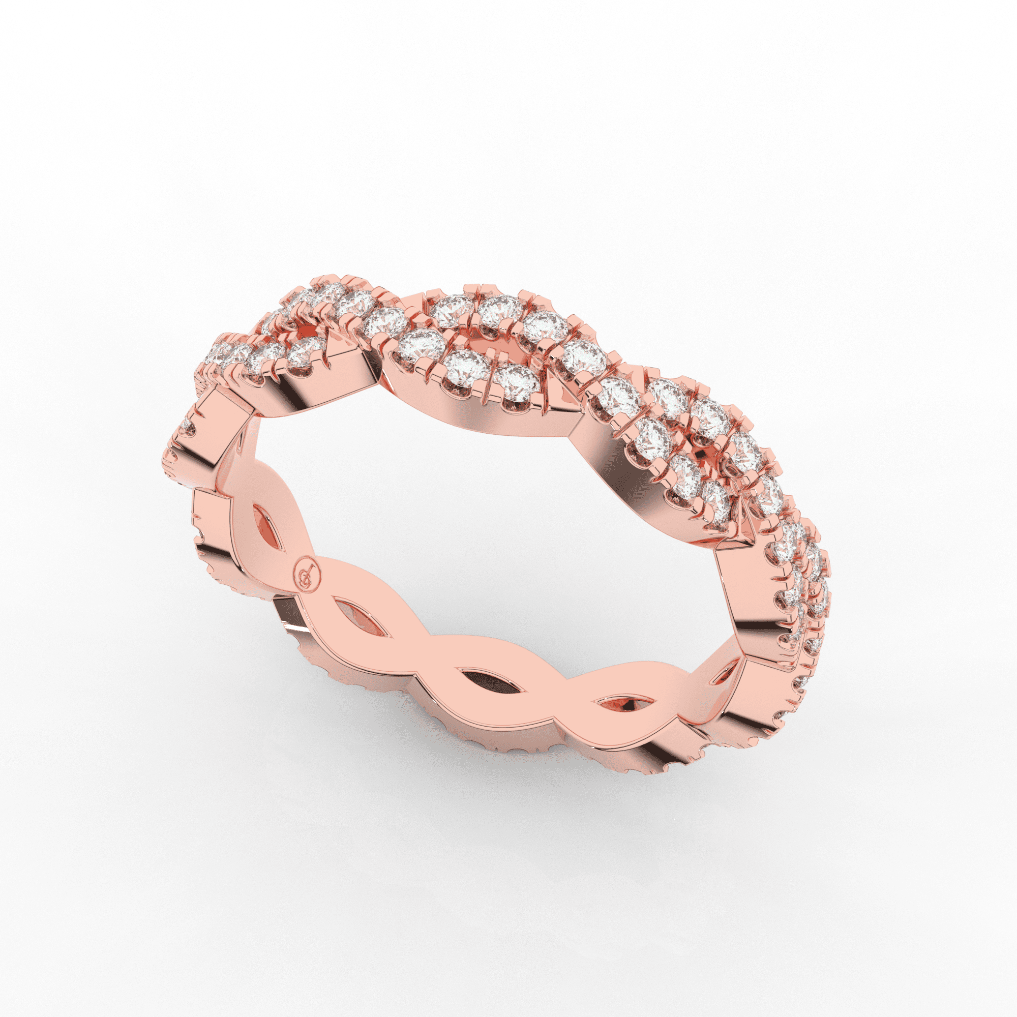 Orris Twist Full Eternity Ring Double Row Pave 0.55 Carat Natural Diamond 18 Karat Gold