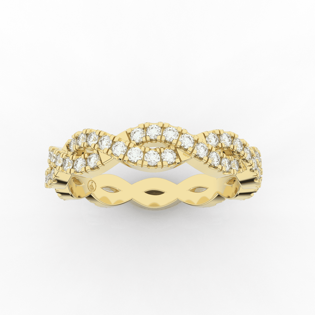 Orris Twist Full Eternity Ring Double Row Pave 0.55 Carat Natural Diamond 18 Karat Gold