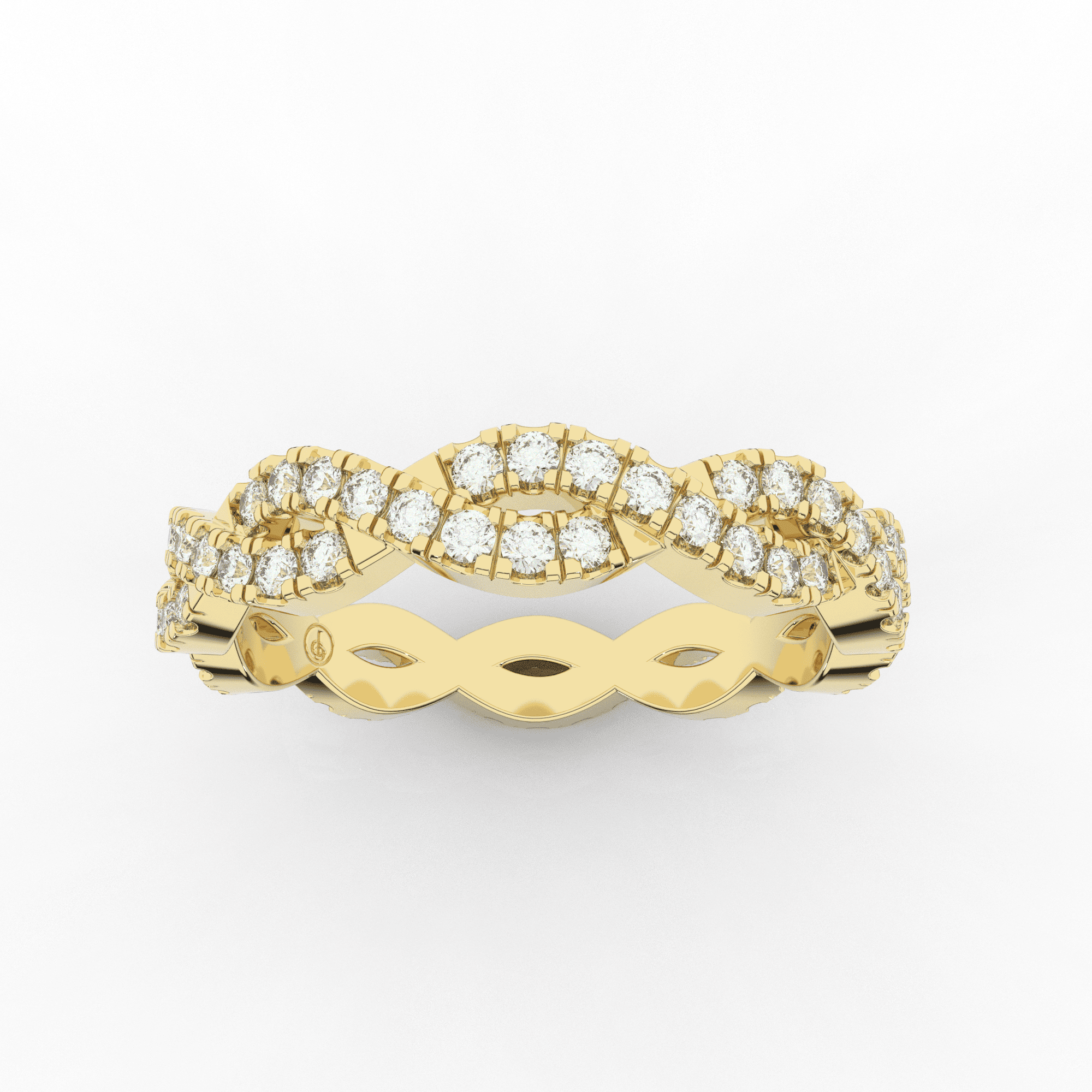 Orris Twist Full Eternity Ring Double Row Pave 0.55 Carat Natural Diamond 18 Karat Gold